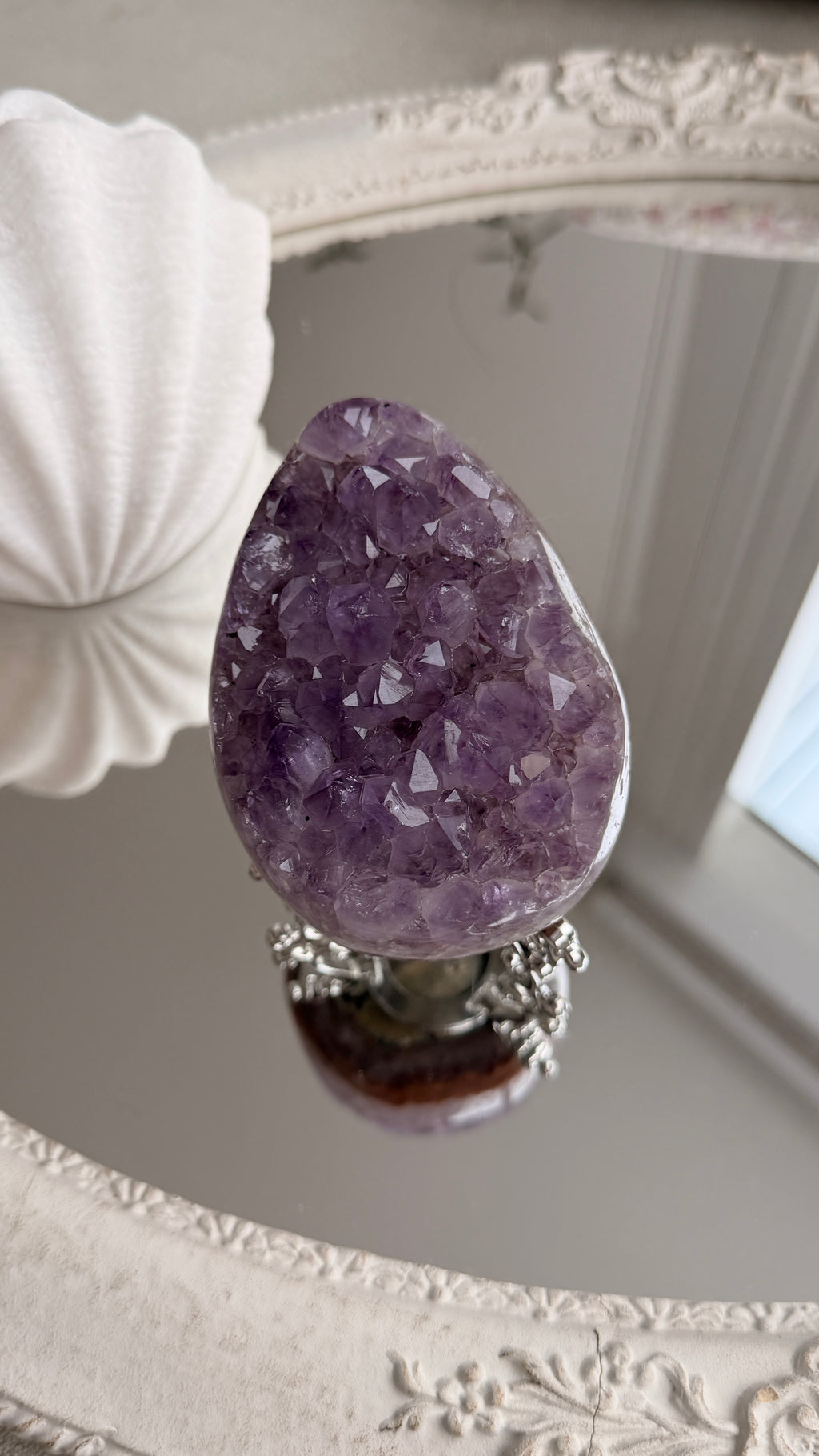Brazilian Amethyst Druzy Egg #A (Stand Included)