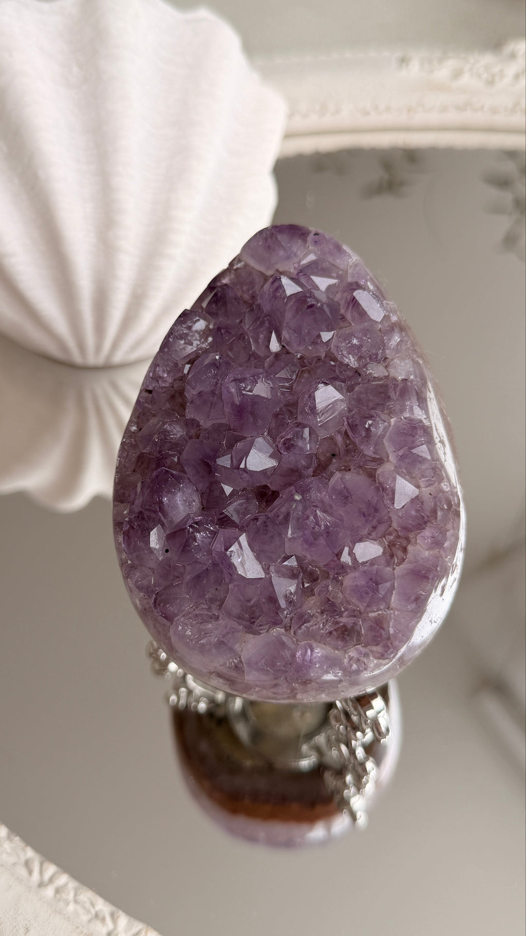 Brazilian Amethyst Druzy Egg #A (Stand Included)