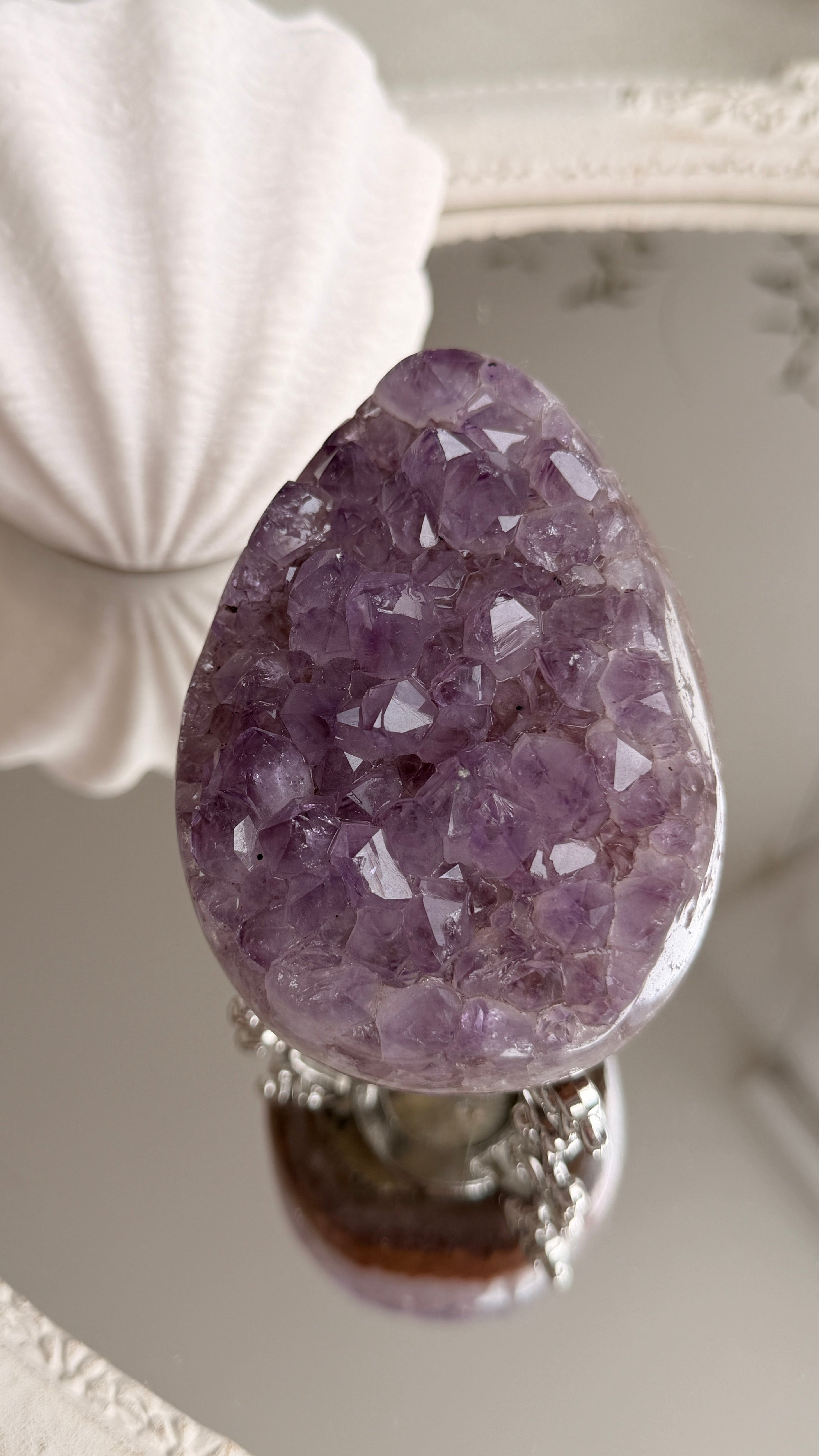 Brazilian Amethyst Druzy Egg #A (Stand Included)
