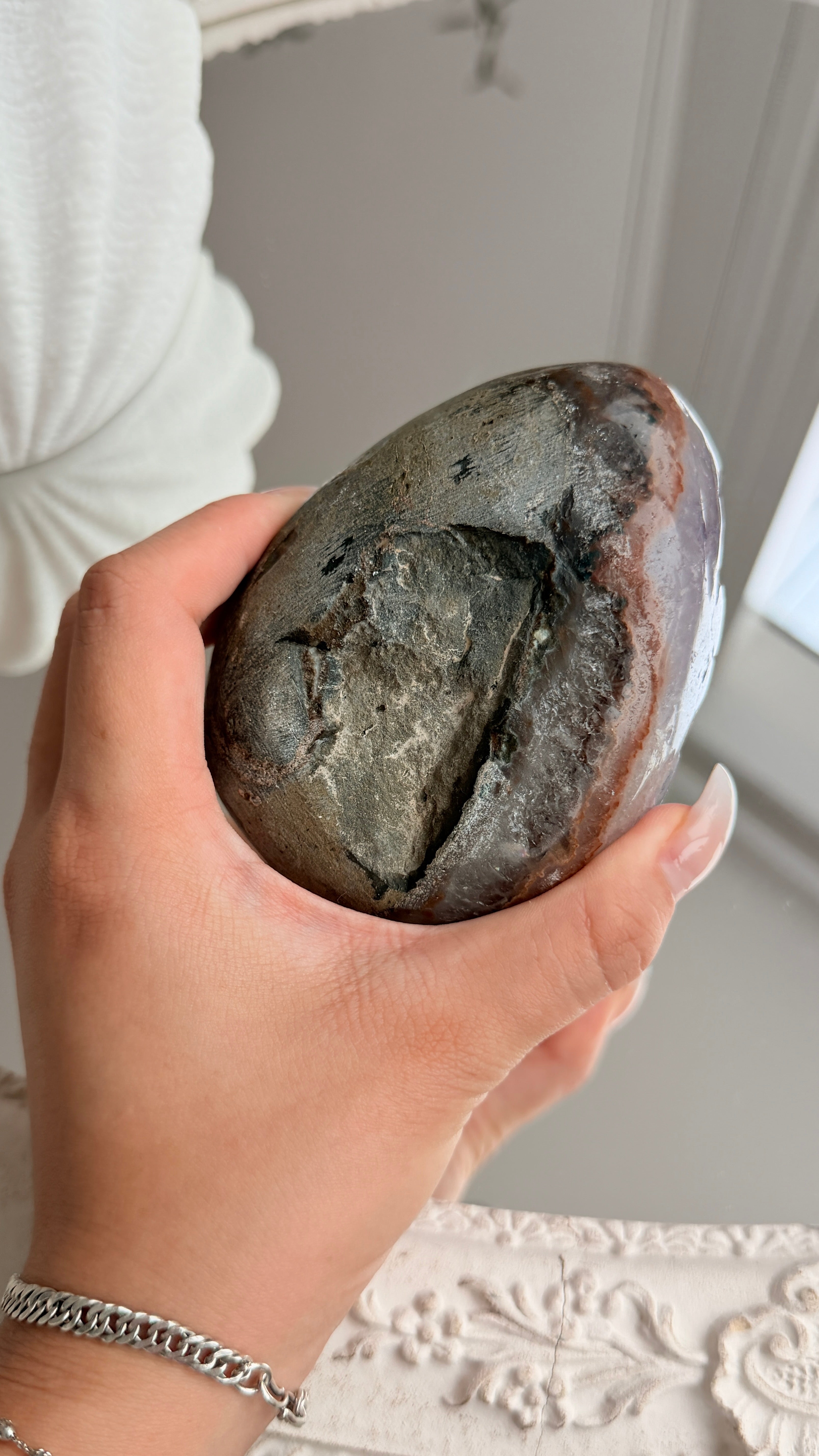 Brazilian Amethyst Druzy Egg #A (Stand Included)