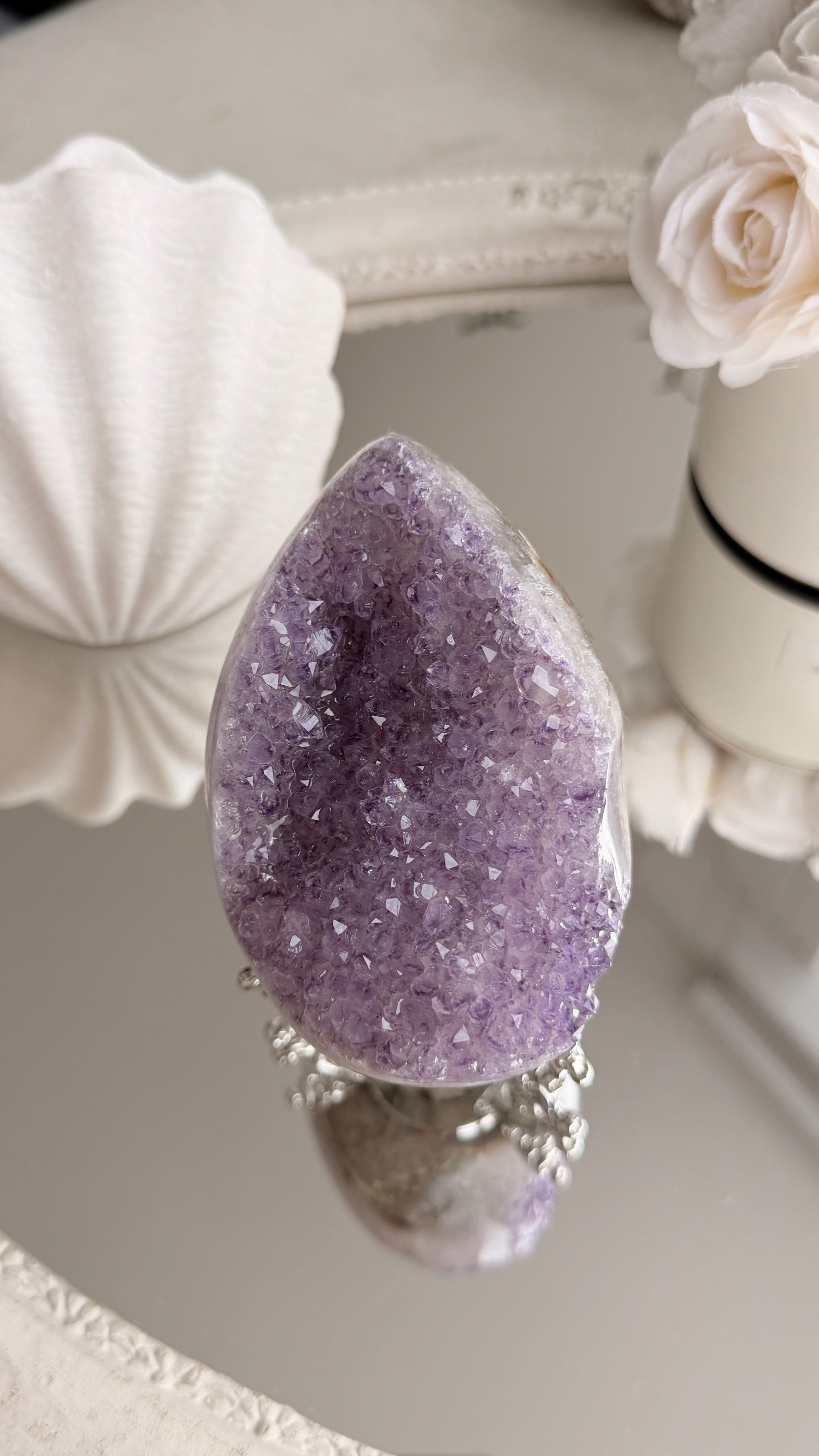 Brazilian Amethyst Druzy Egg #C (Stand Included)