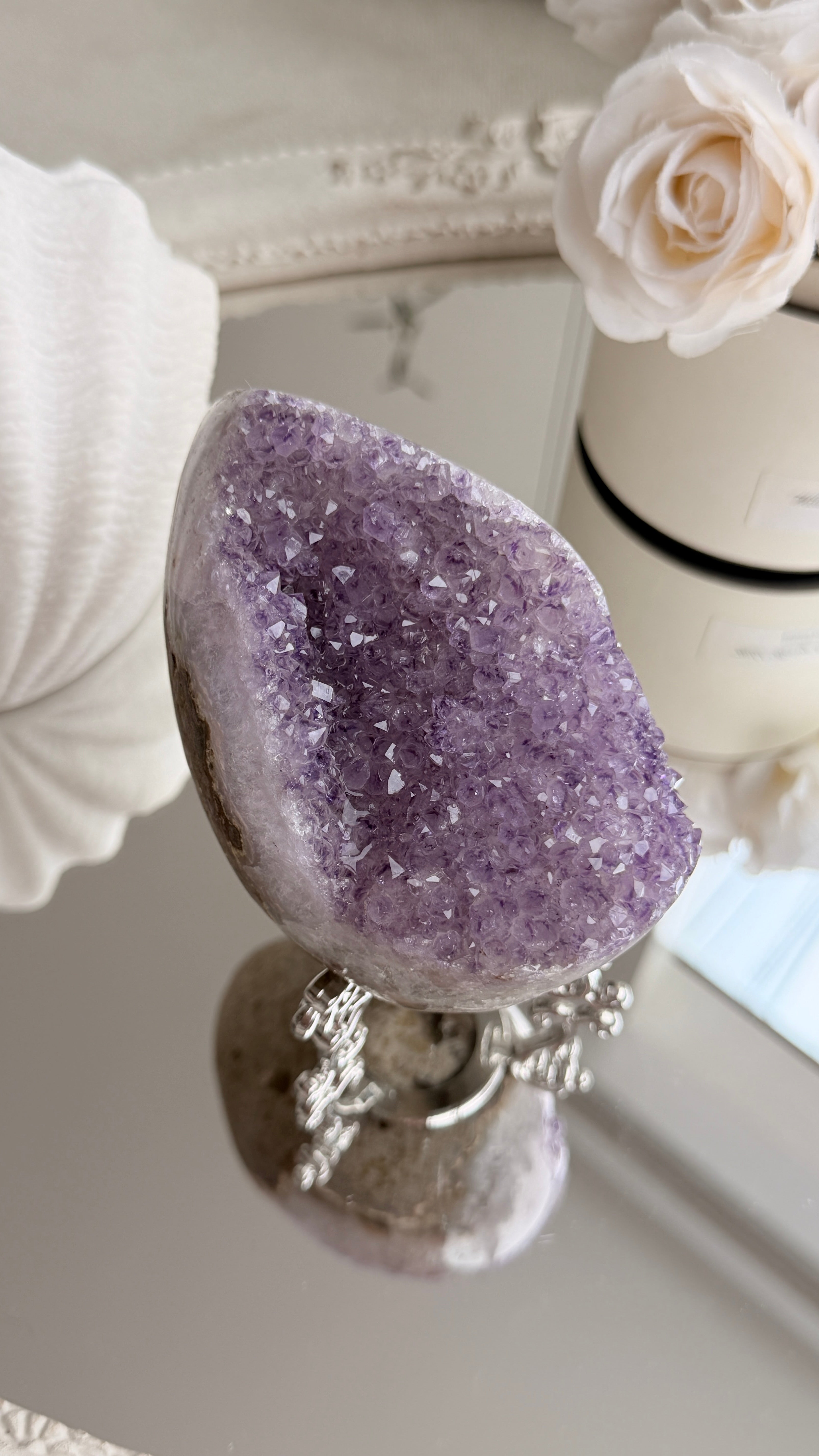 Brazilian Amethyst Druzy Egg #C (Stand Included)