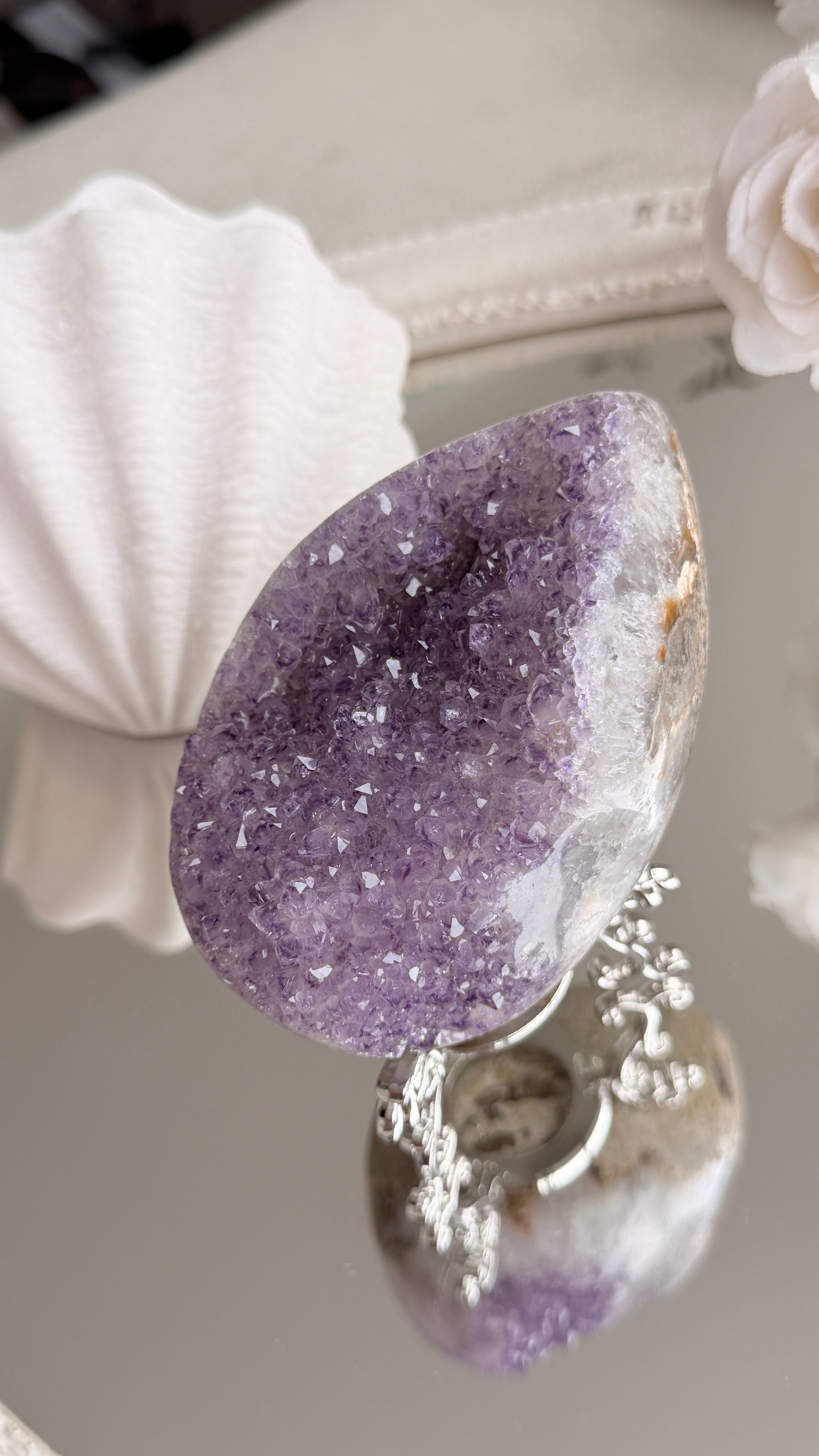 Brazilian Amethyst Druzy Egg #C (Stand Included)
