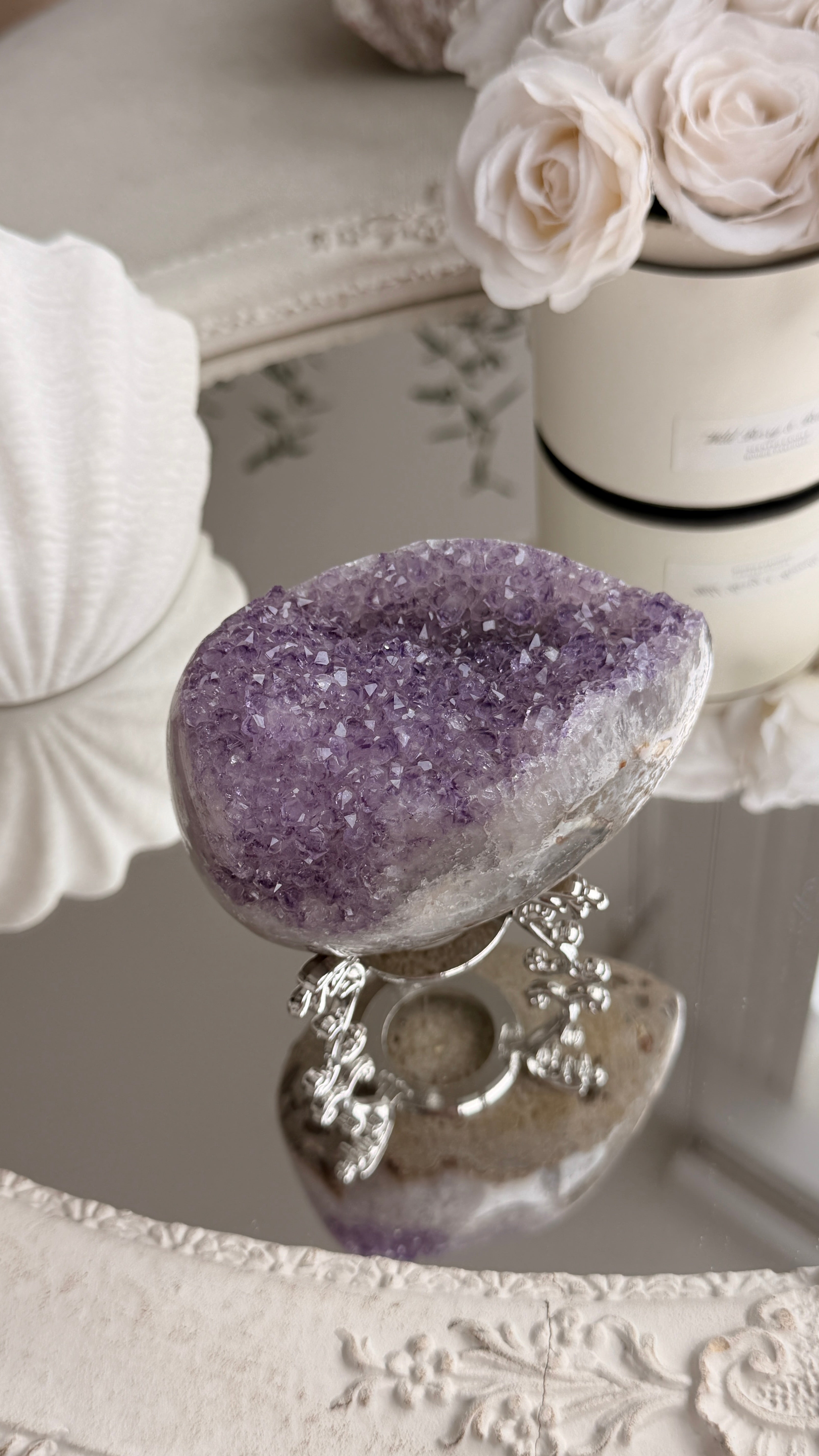 Brazilian Amethyst Druzy Egg #C (Stand Included)