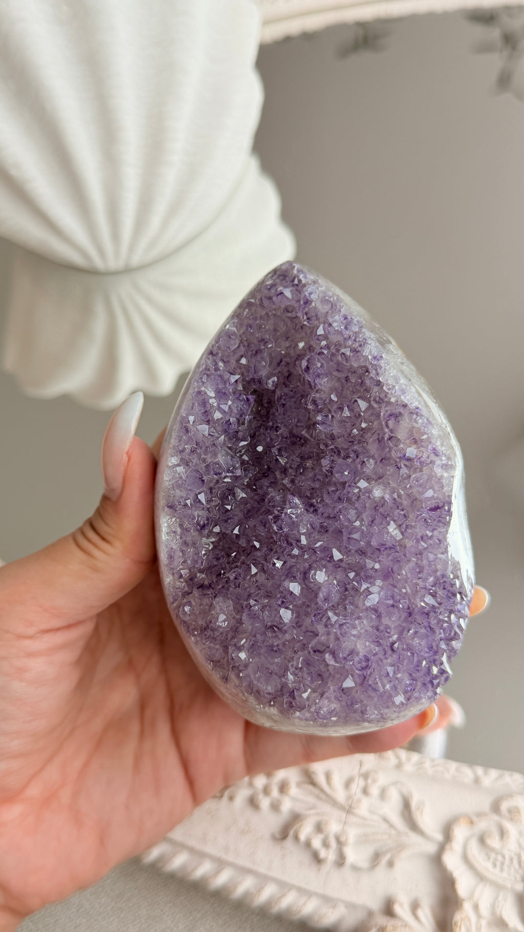 Brazilian Amethyst Druzy Egg #C (Stand Included)