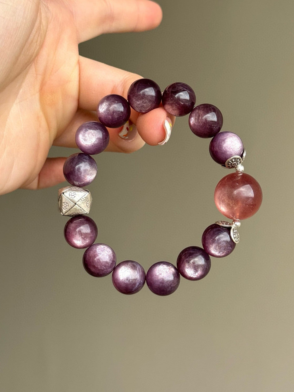 Purple Lepidolite & Pink Lepidolite Bracelet