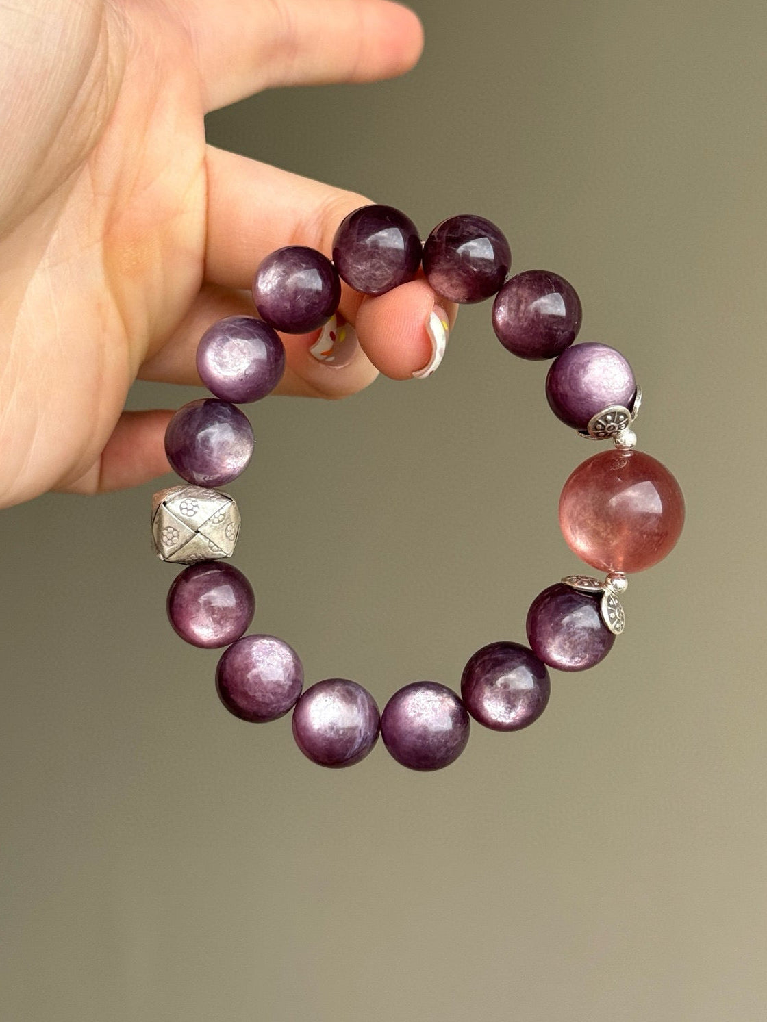 Purple Lepidolite & Pink Lepidolite Bracelet