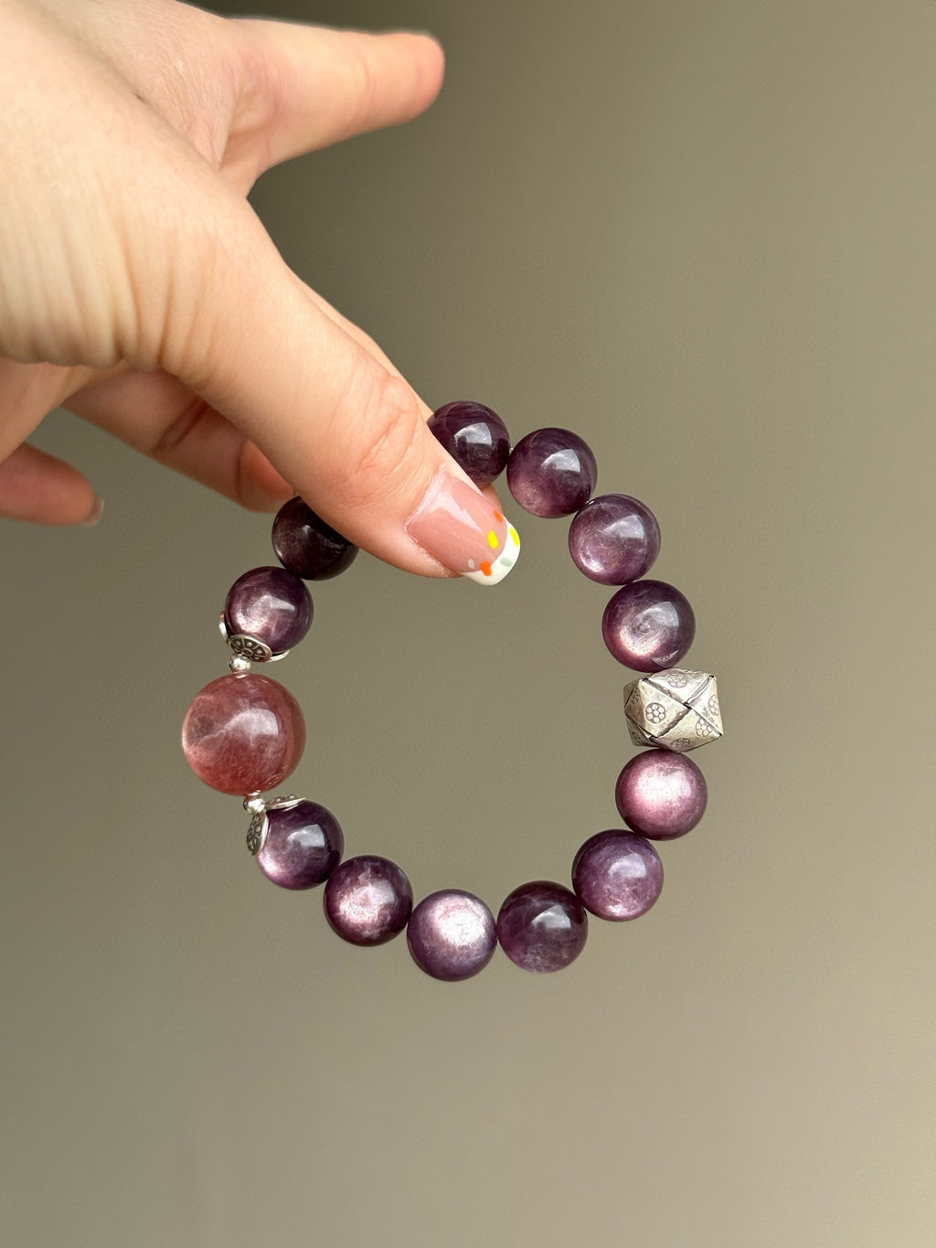 Purple Lepidolite & Pink Lepidolite Bracelet