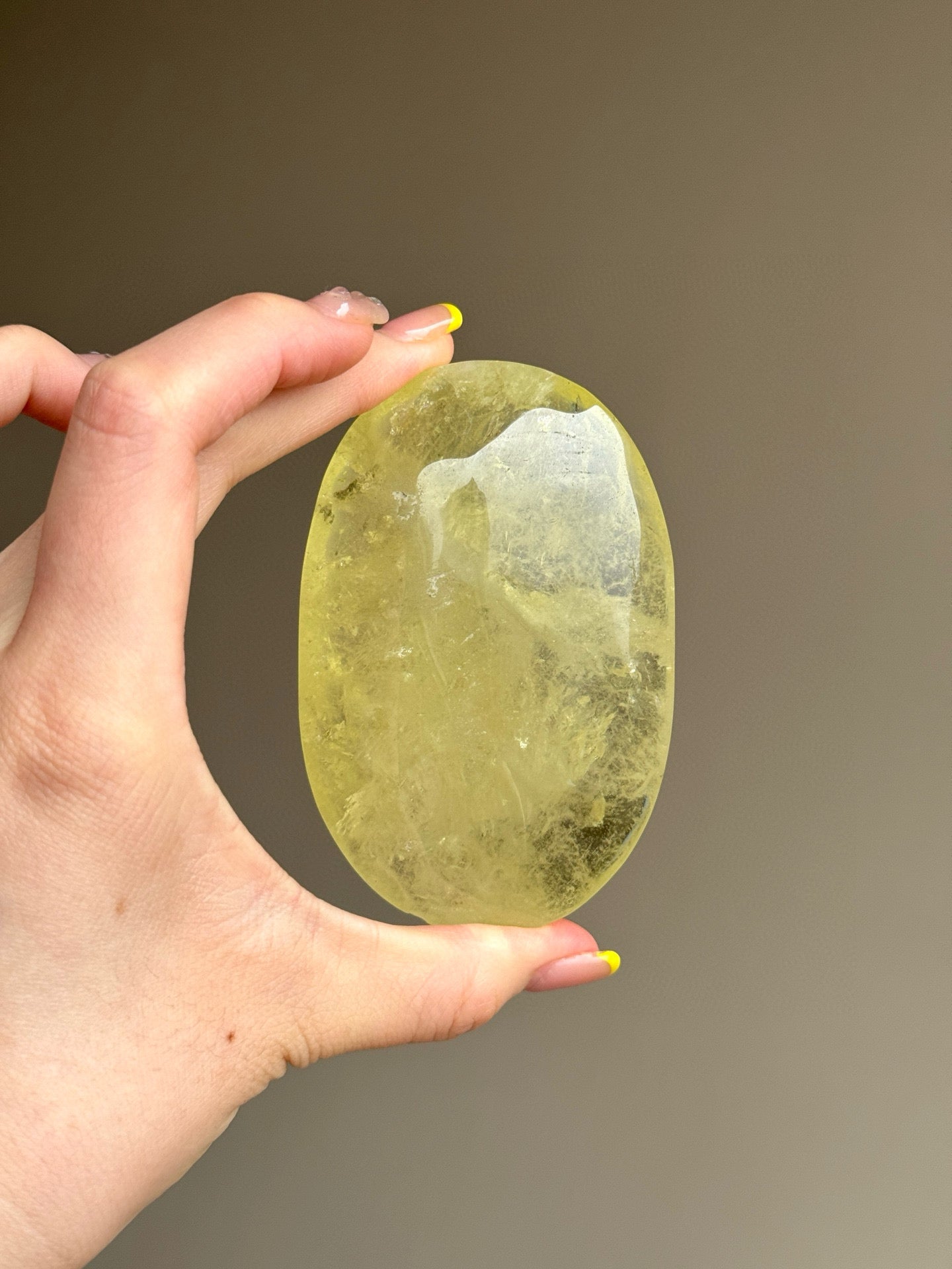 Large Yellow Citrine Palm Stone