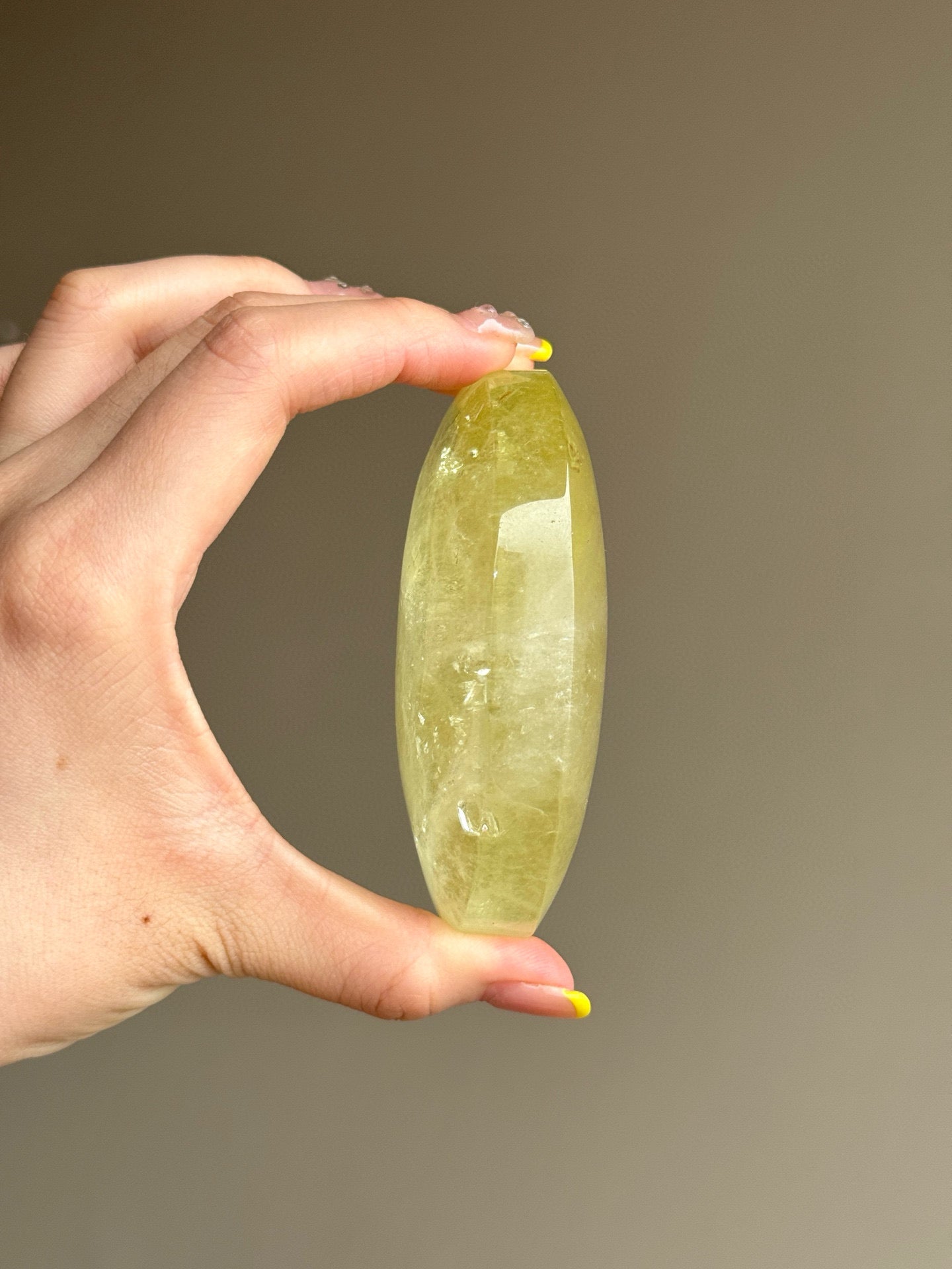 Large Yellow Citrine Palm Stone