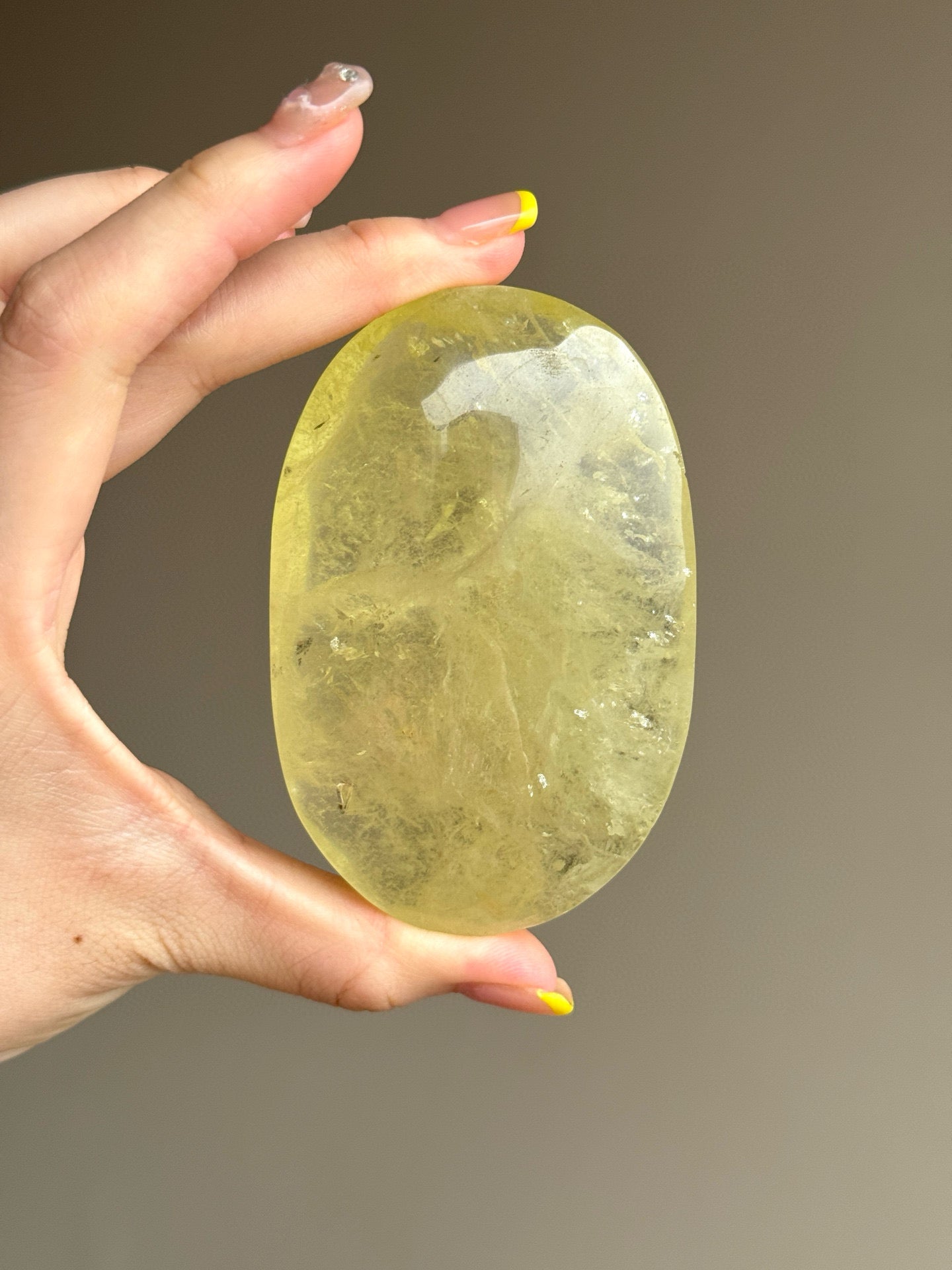 Large Yellow Citrine Palm Stone