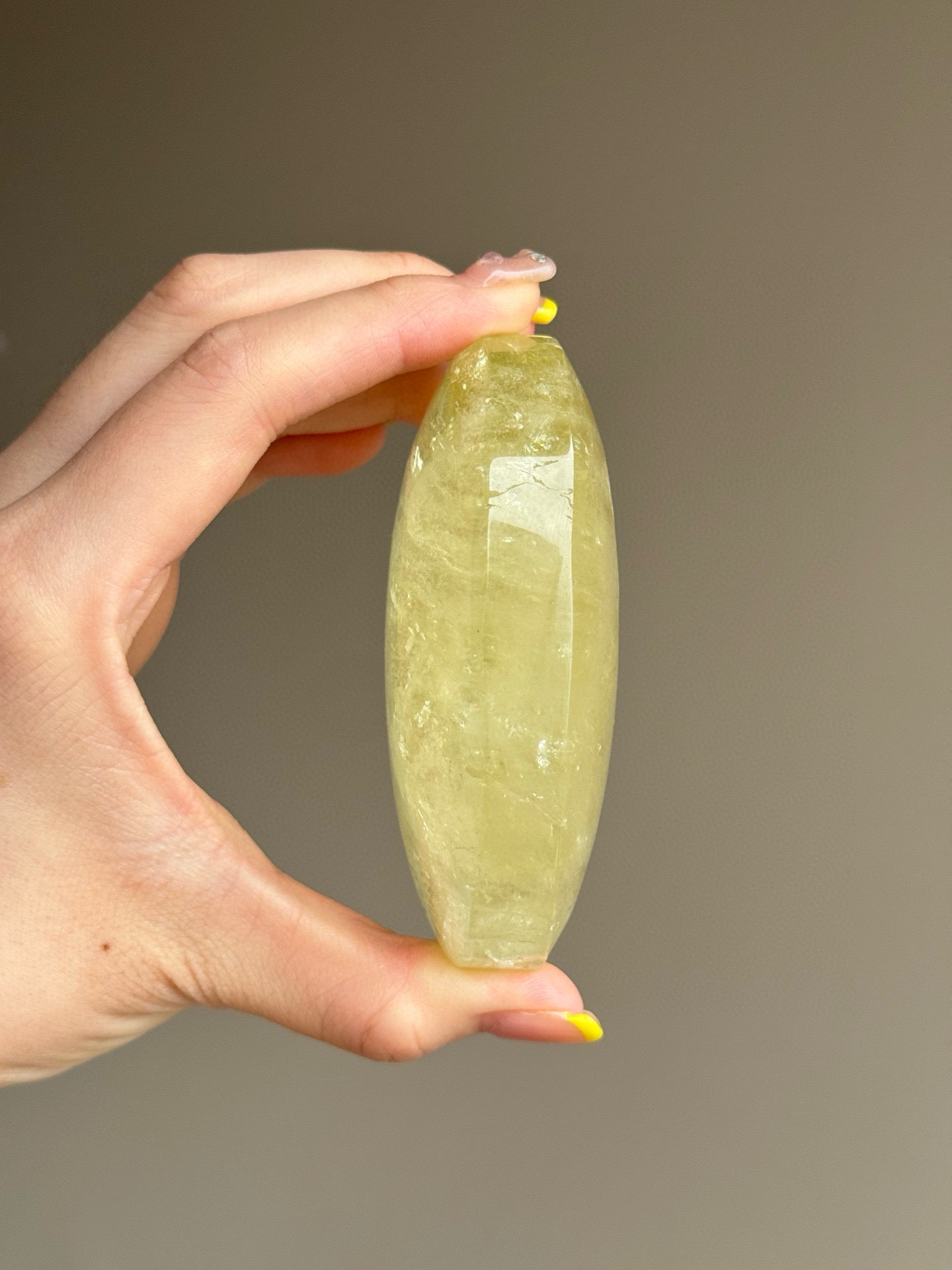 Large Yellow Citrine Palm Stone