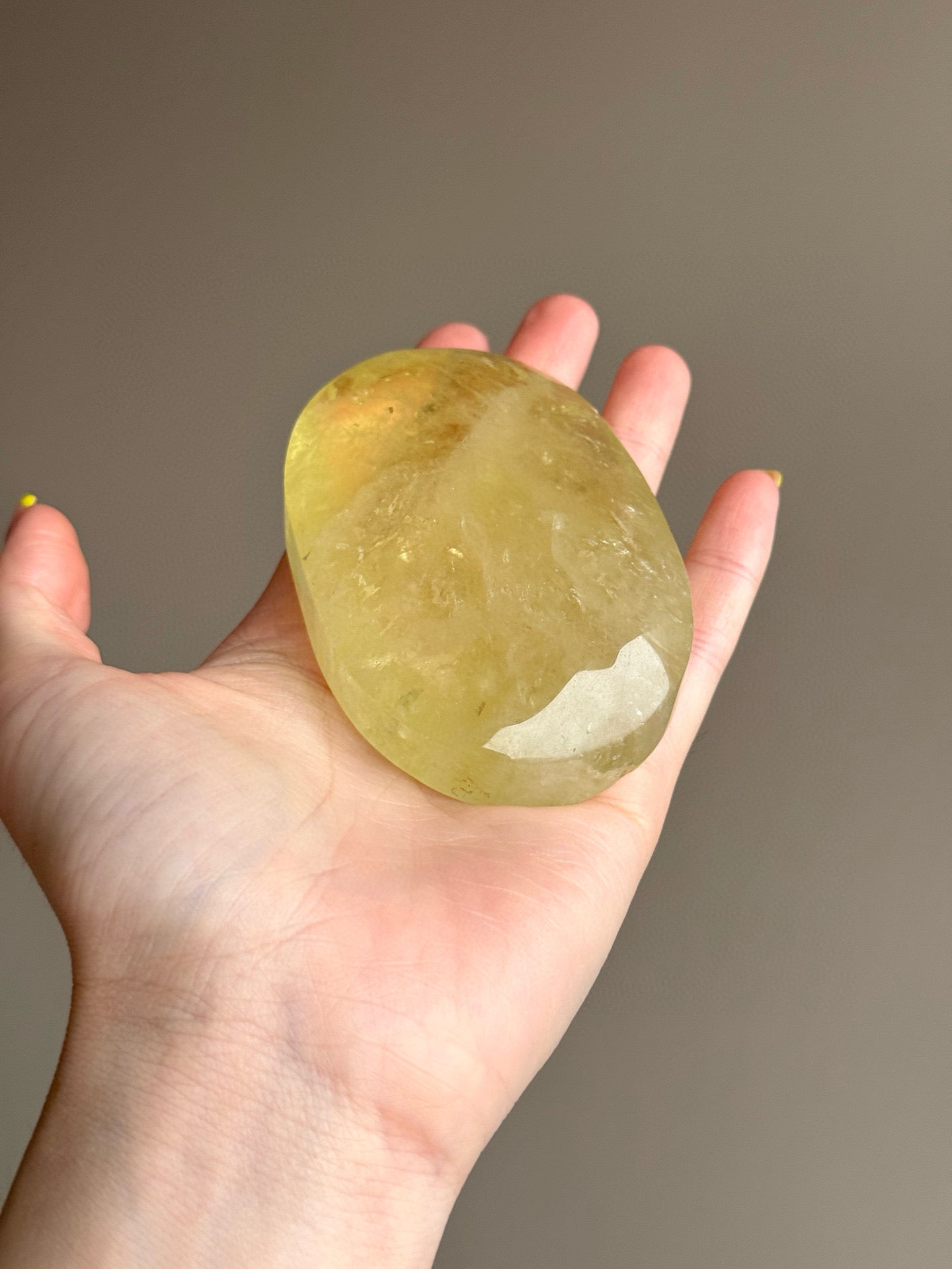 Large Yellow Citrine Palm Stone