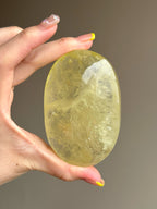 Large Yellow Citrine Palm Stone