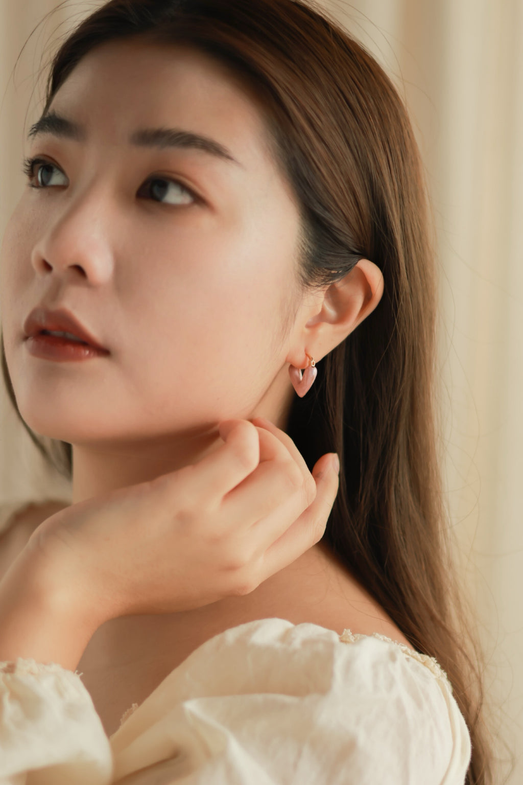 Enamel Pink Heart Earrings