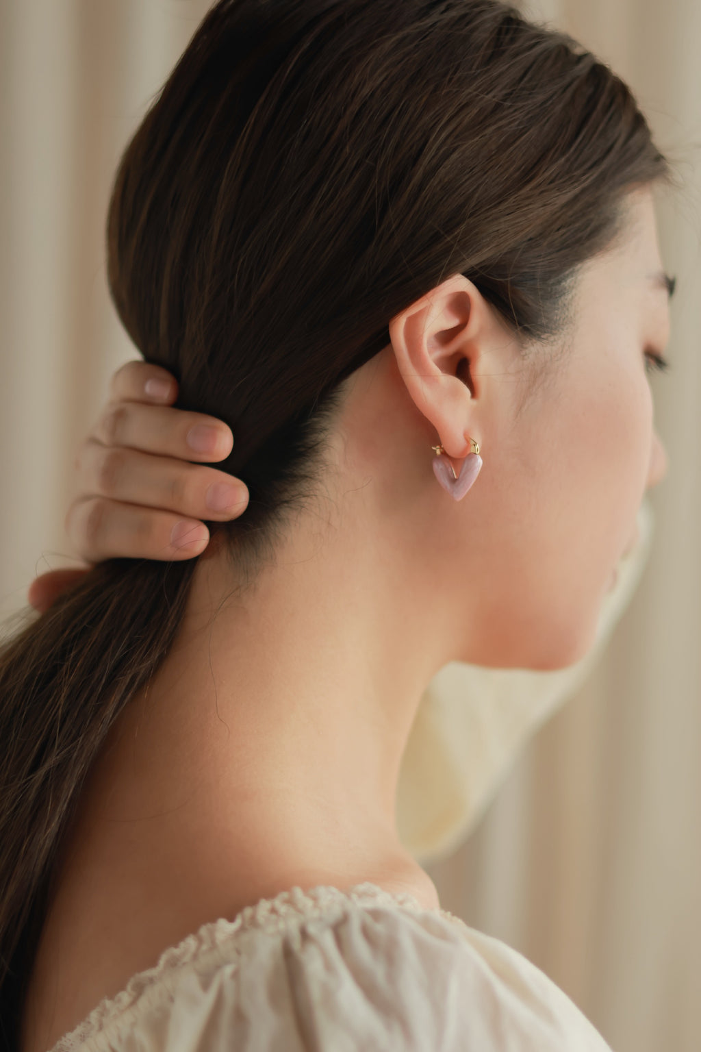 Enamel Pink Heart Earrings