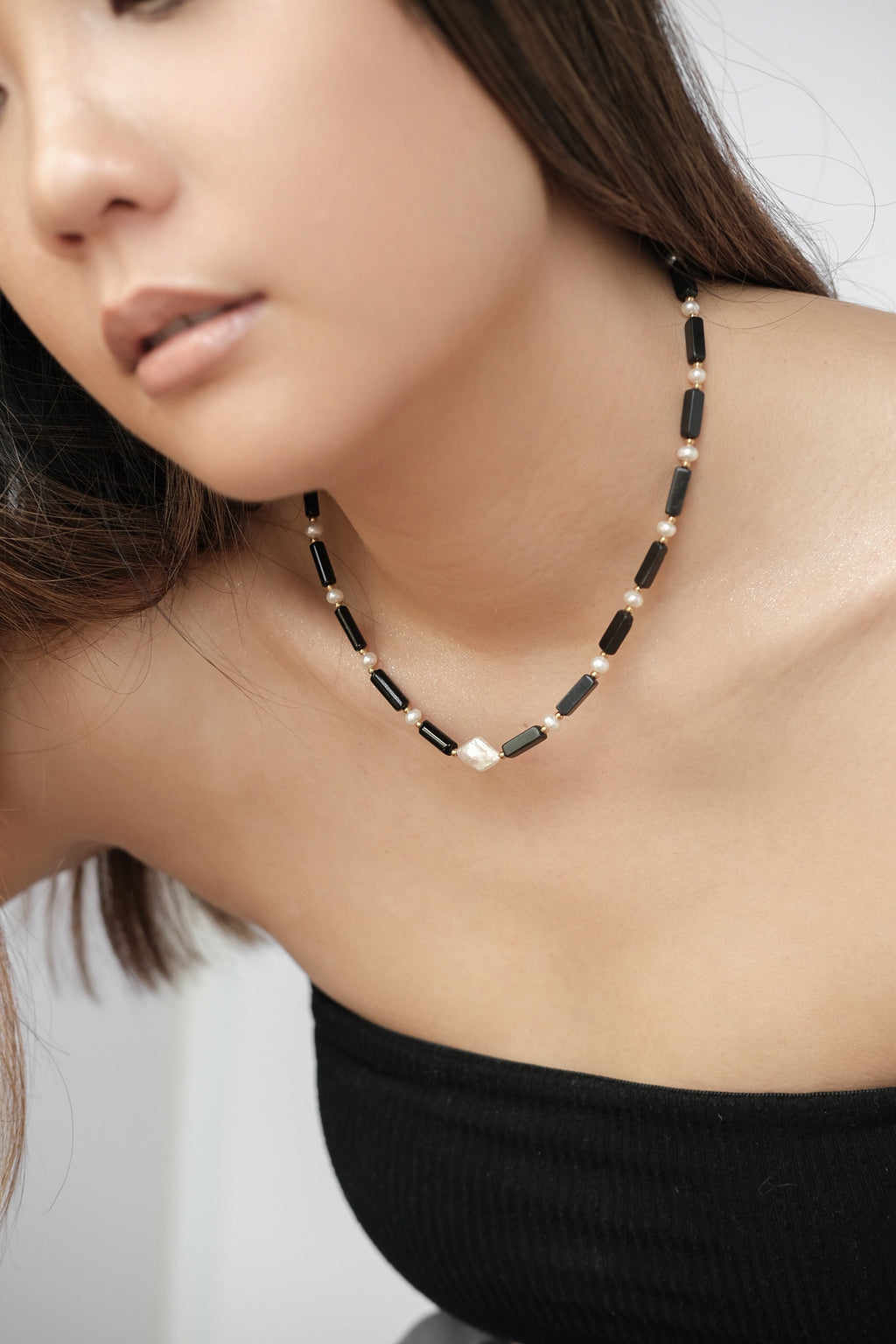 Onyx & Pearl Necklace