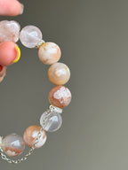 Flower Agate Mixed Crystal Bracelet (with Charm)