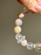 Flower Agate Mixed Crystal Bracelet (with Charm)