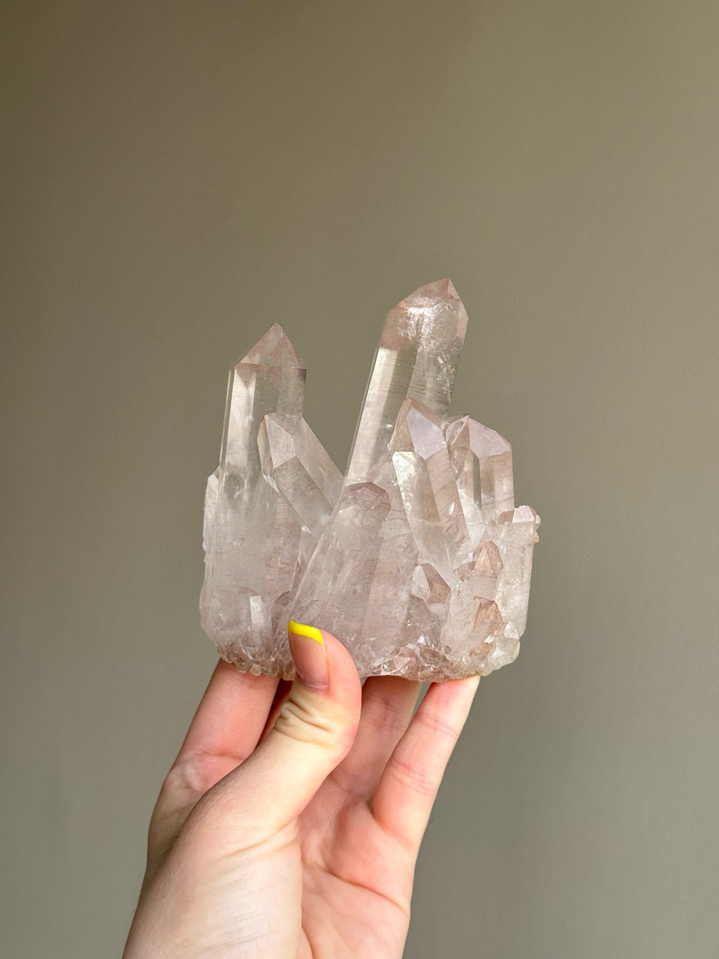 Madagascar Pink Hue Clear Quartz Cluster