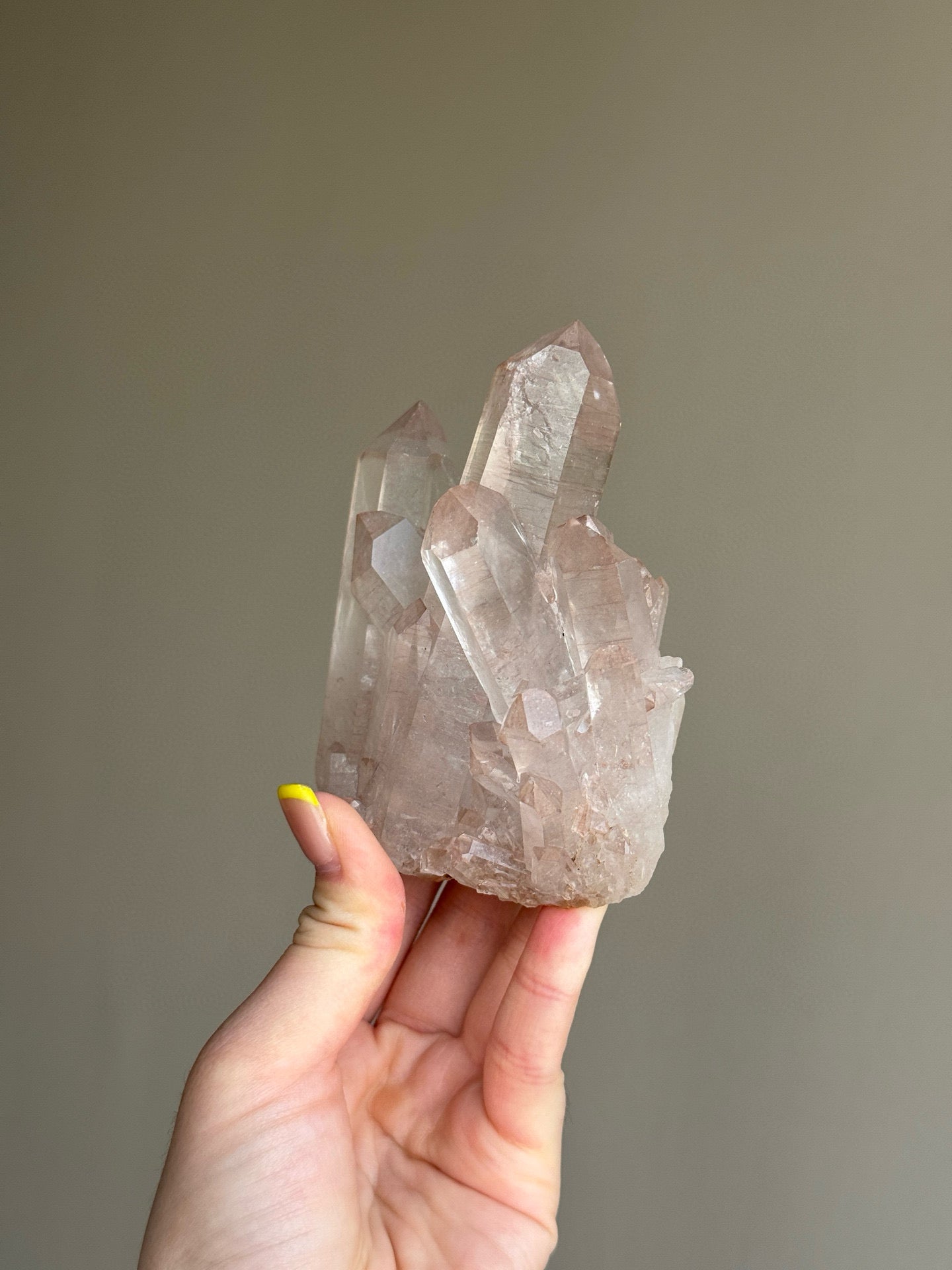 Madagascar Pink Hue Clear Quartz Cluster