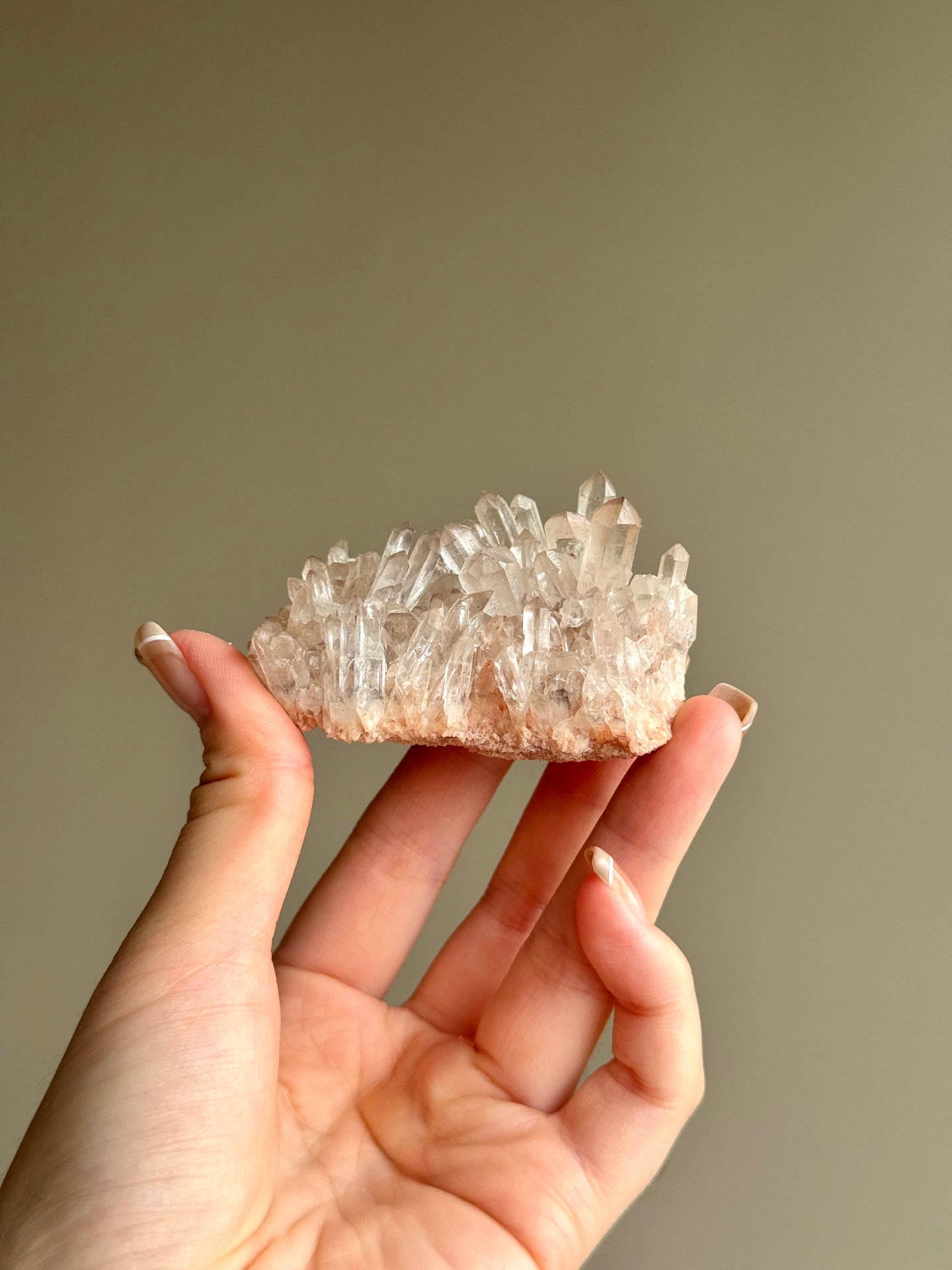 Blush Pink Hue Clear Quartz Cluster