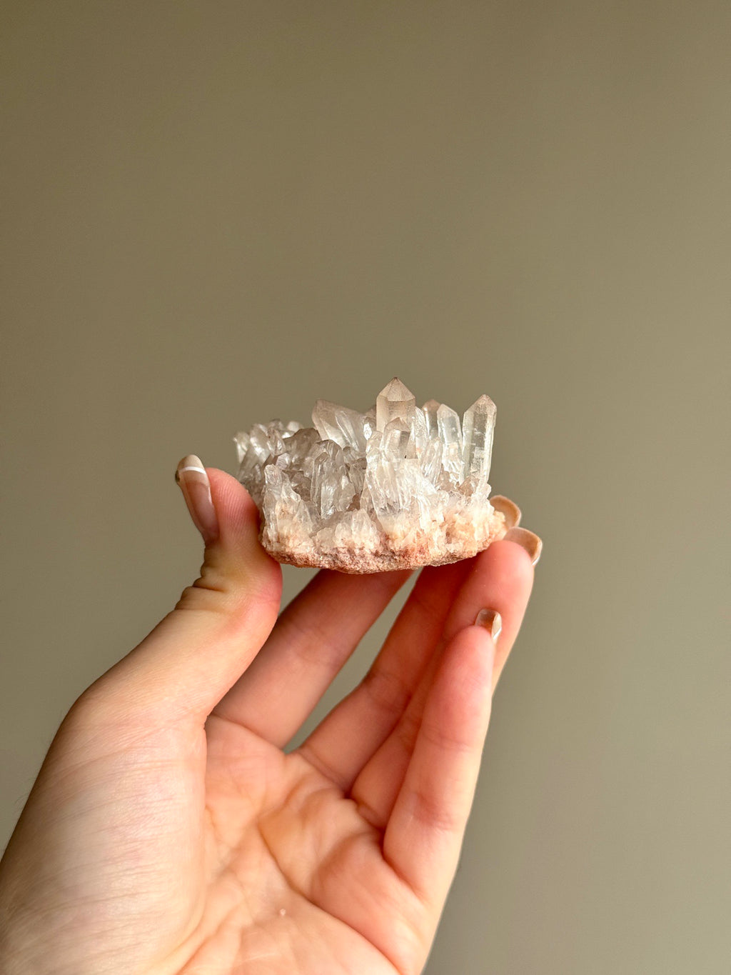 Blush Pink Hue Clear Quartz Cluster
