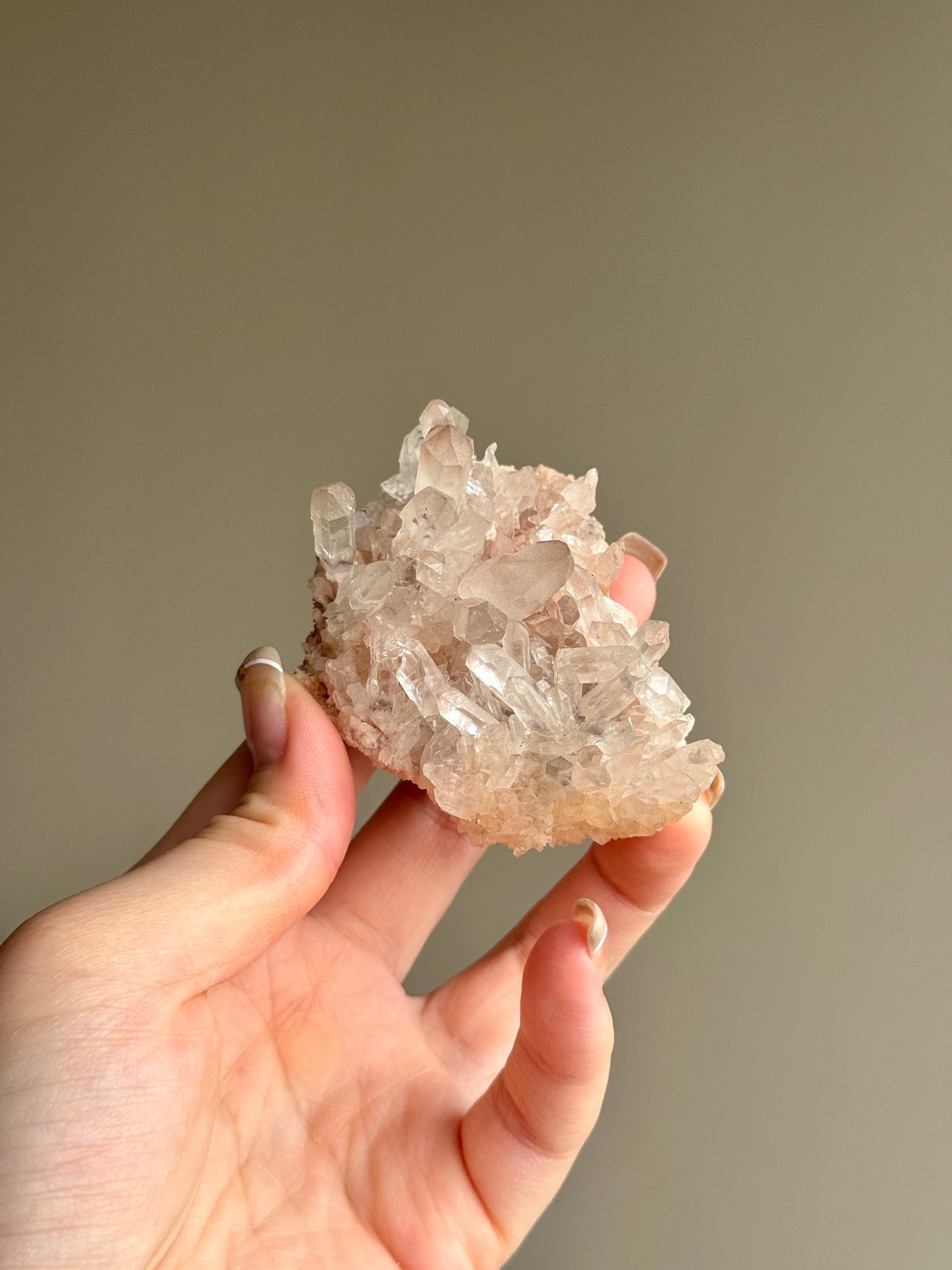 Blush Pink Hue Clear Quartz Cluster