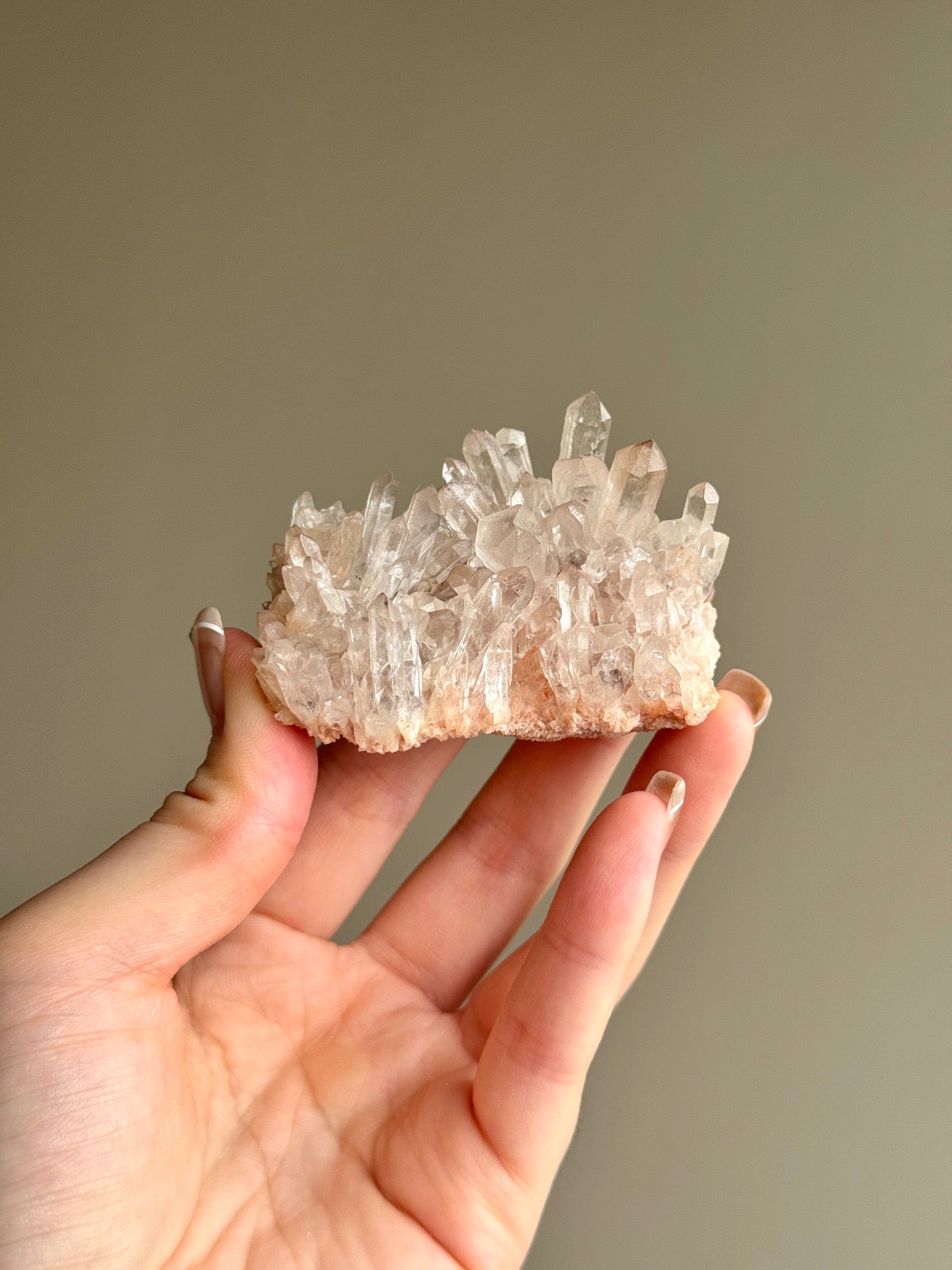 Blush Pink Hue Clear Quartz Cluster