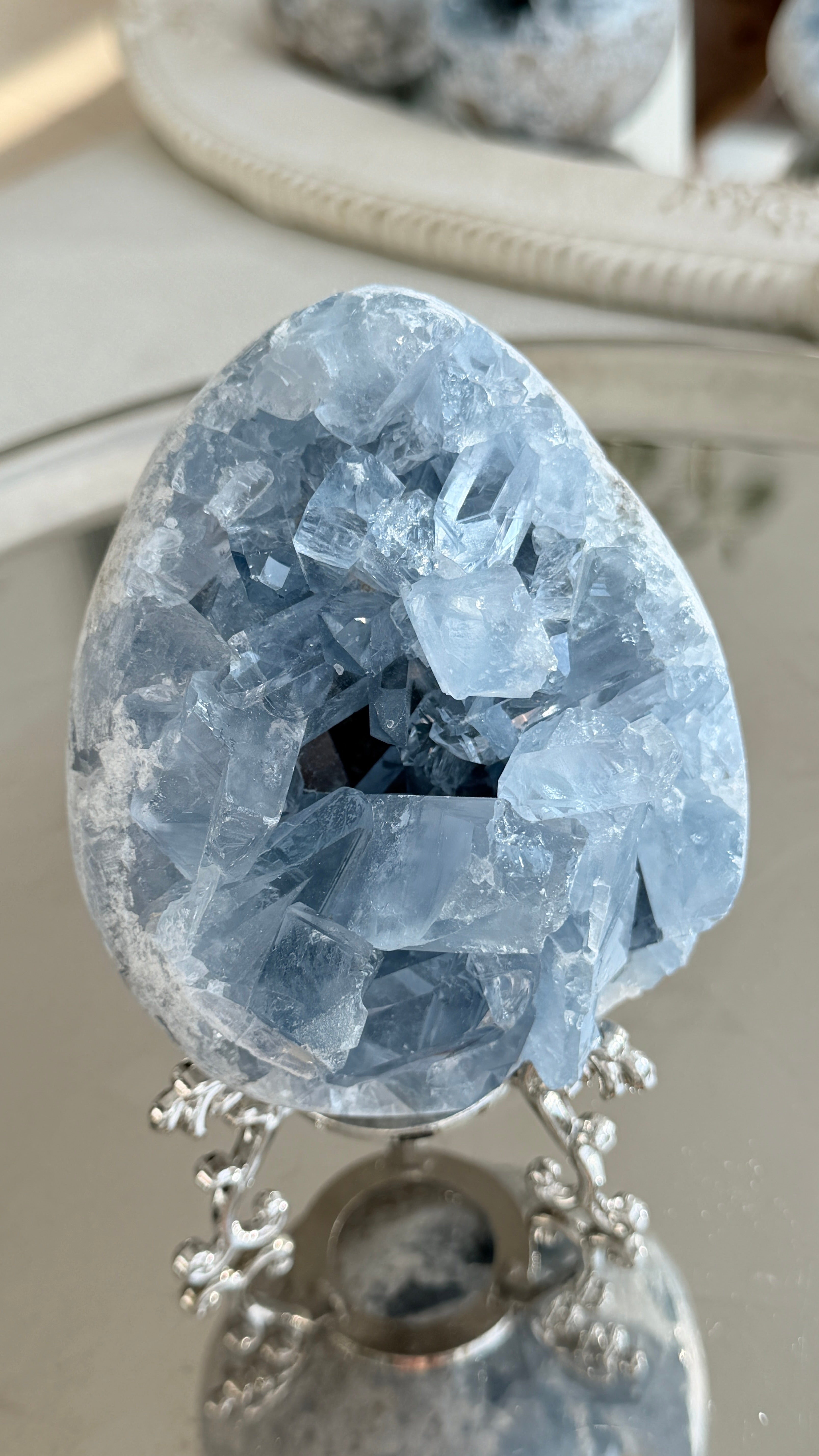 Large Blue Celestite  Egg #N