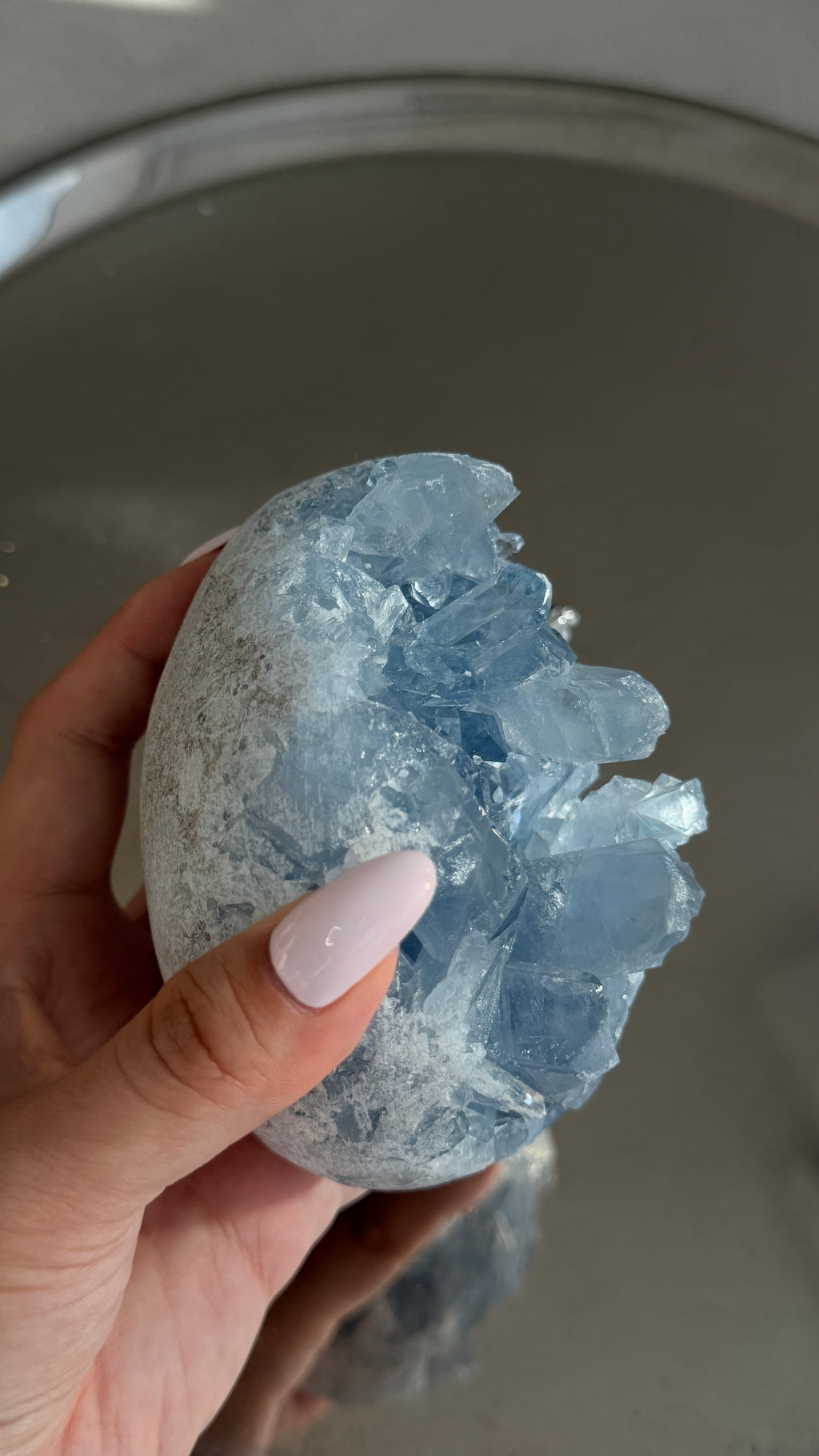 Large Blue Celestite  Egg #N