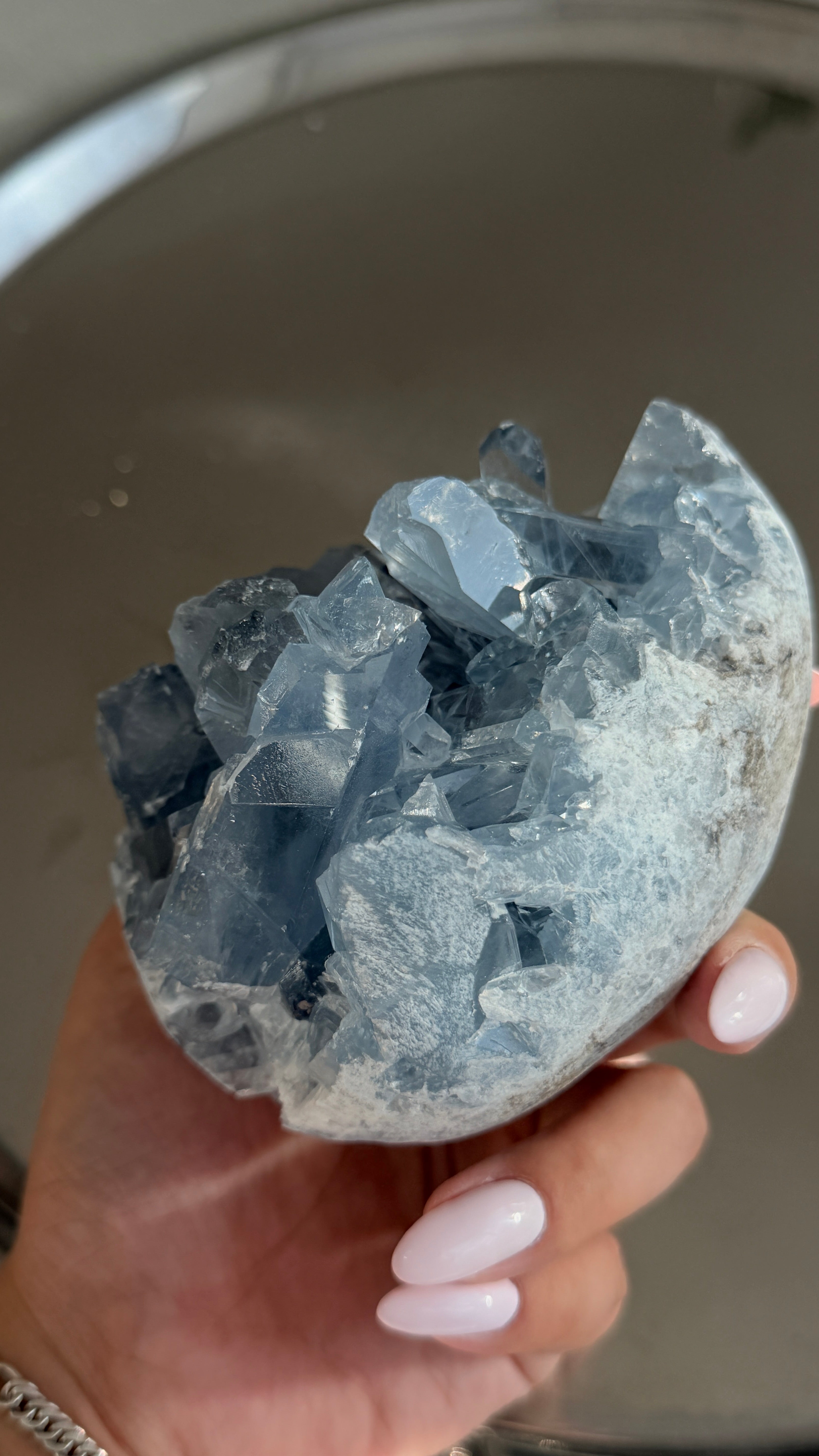 Large Blue Celestite  Egg #N