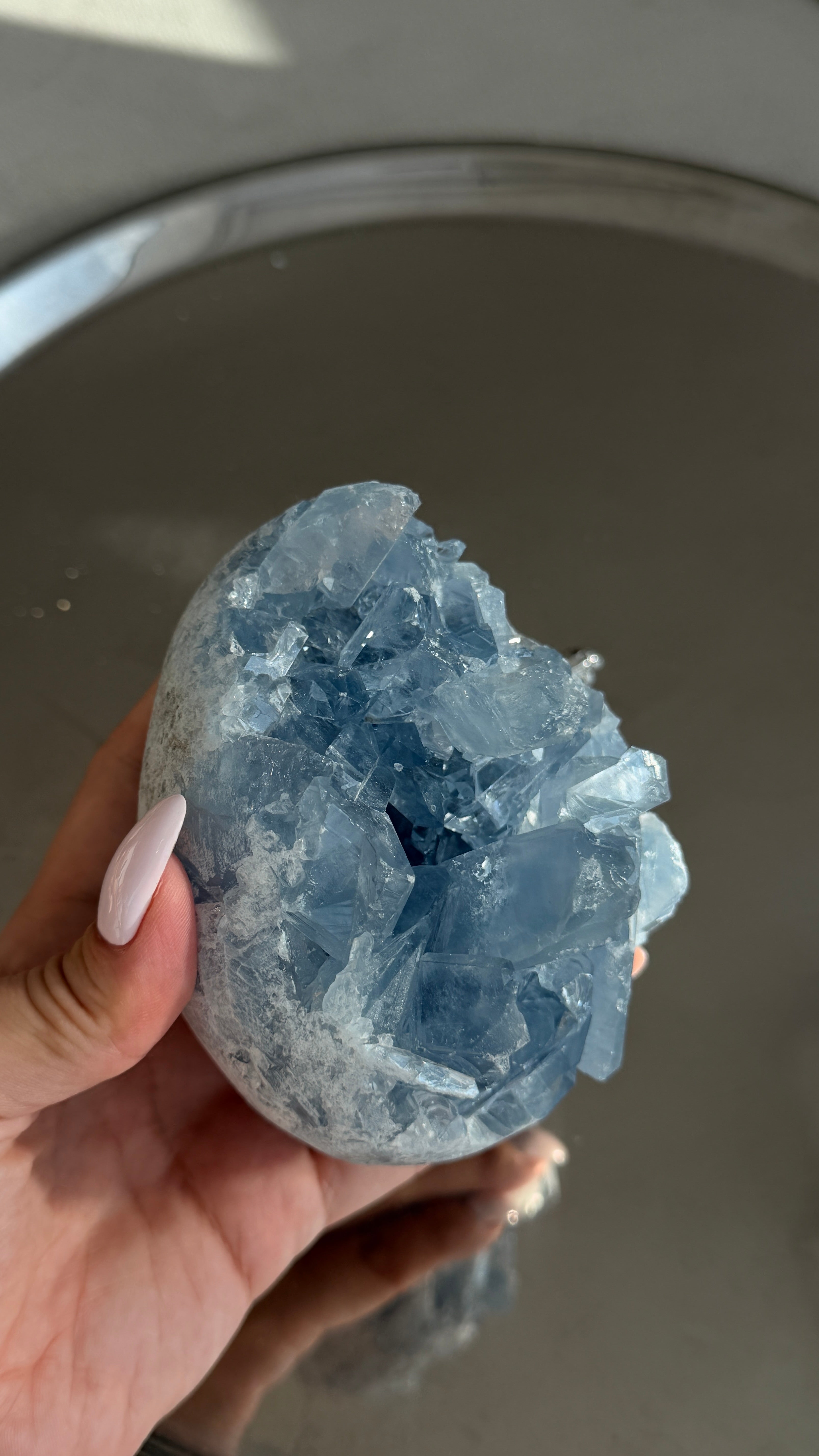 Large Blue Celestite  Egg #N
