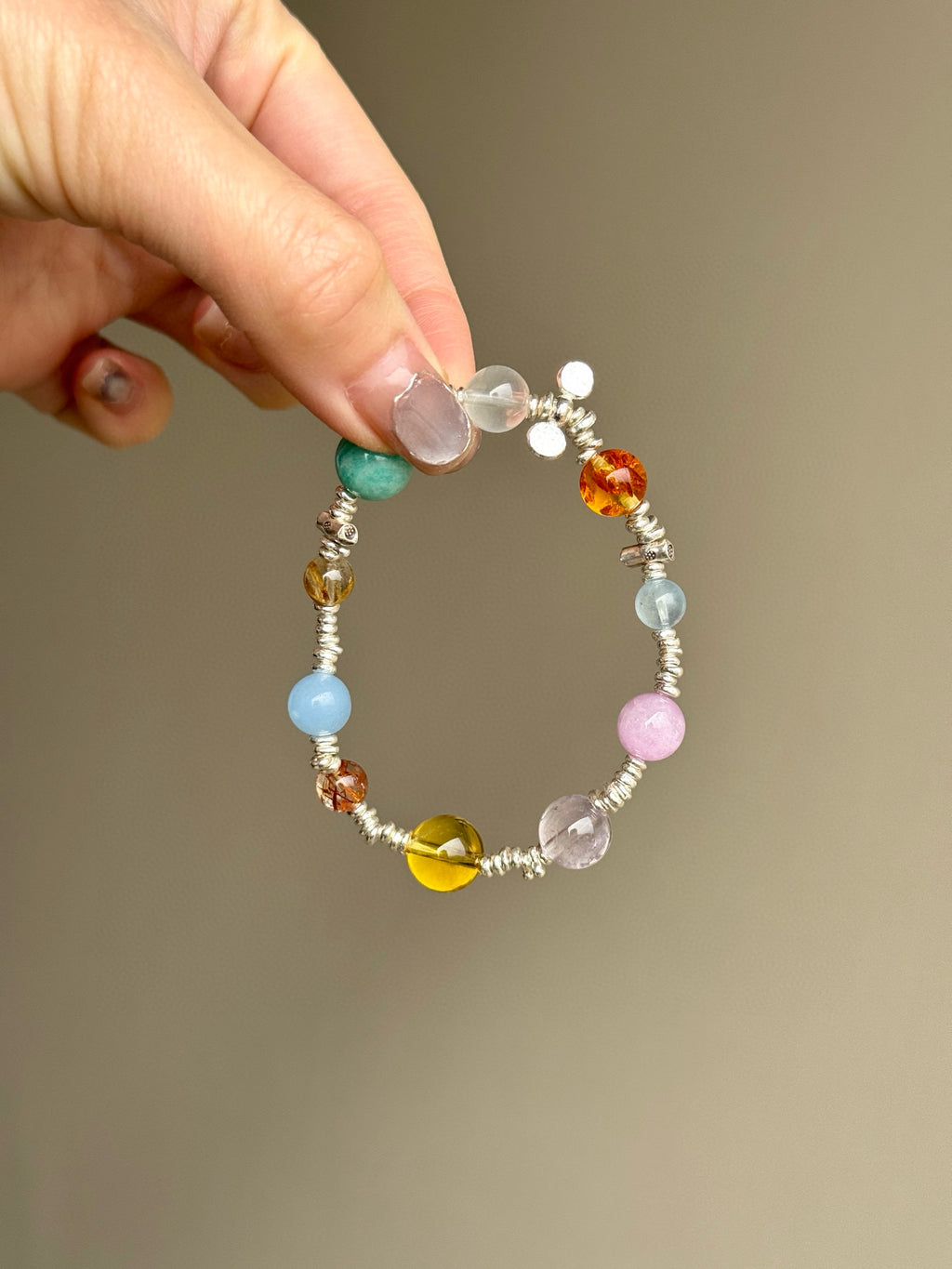 Mixed Crystal Bracelet with Sterling Silver