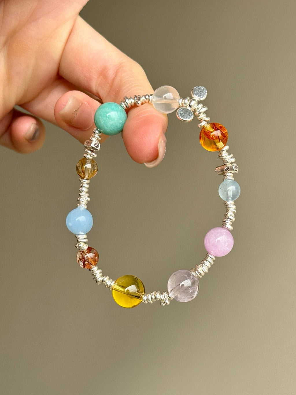 Mixed Crystal Bracelet with Sterling Silver