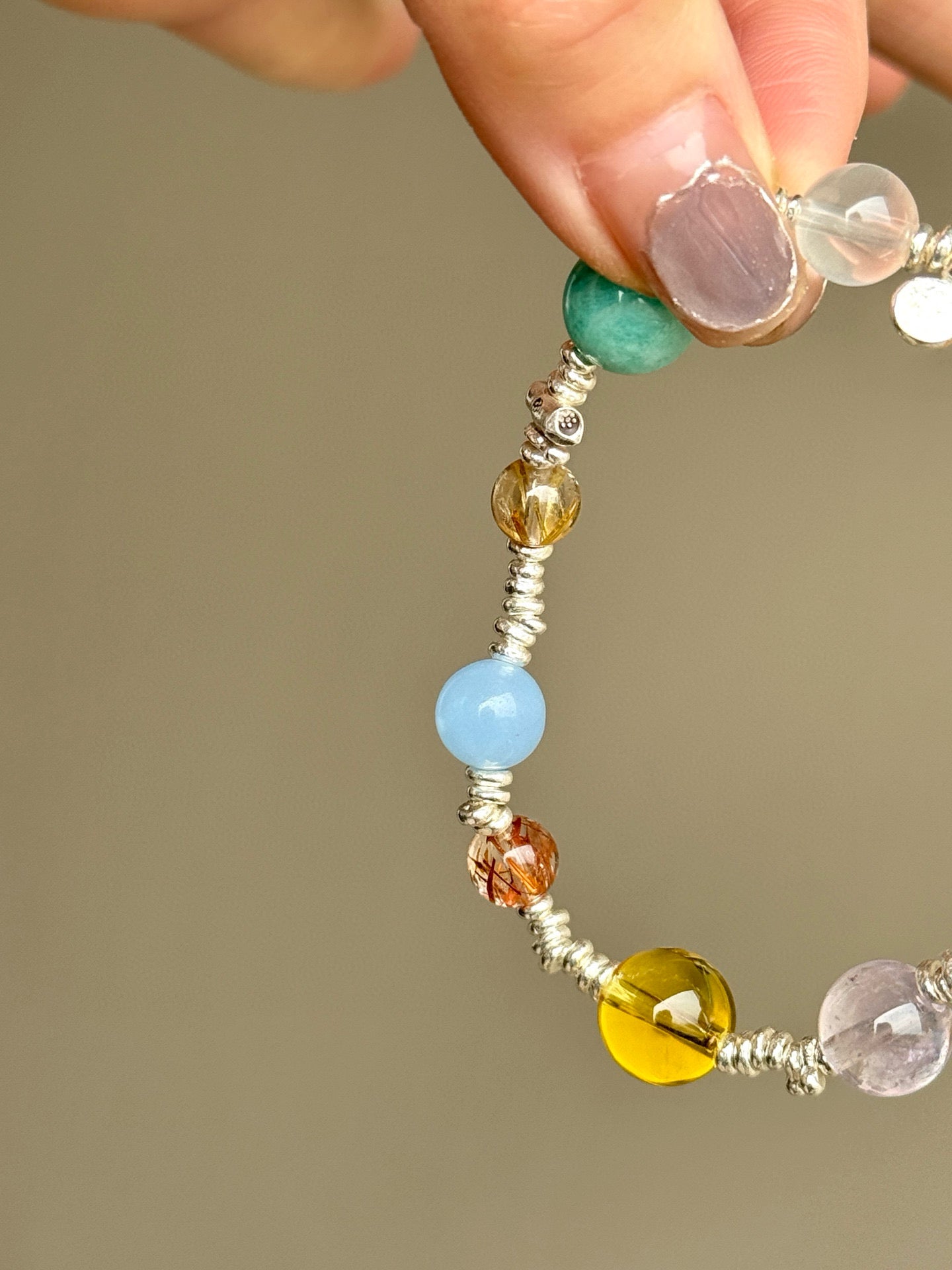 Mixed Crystal Bracelet with Sterling Silver