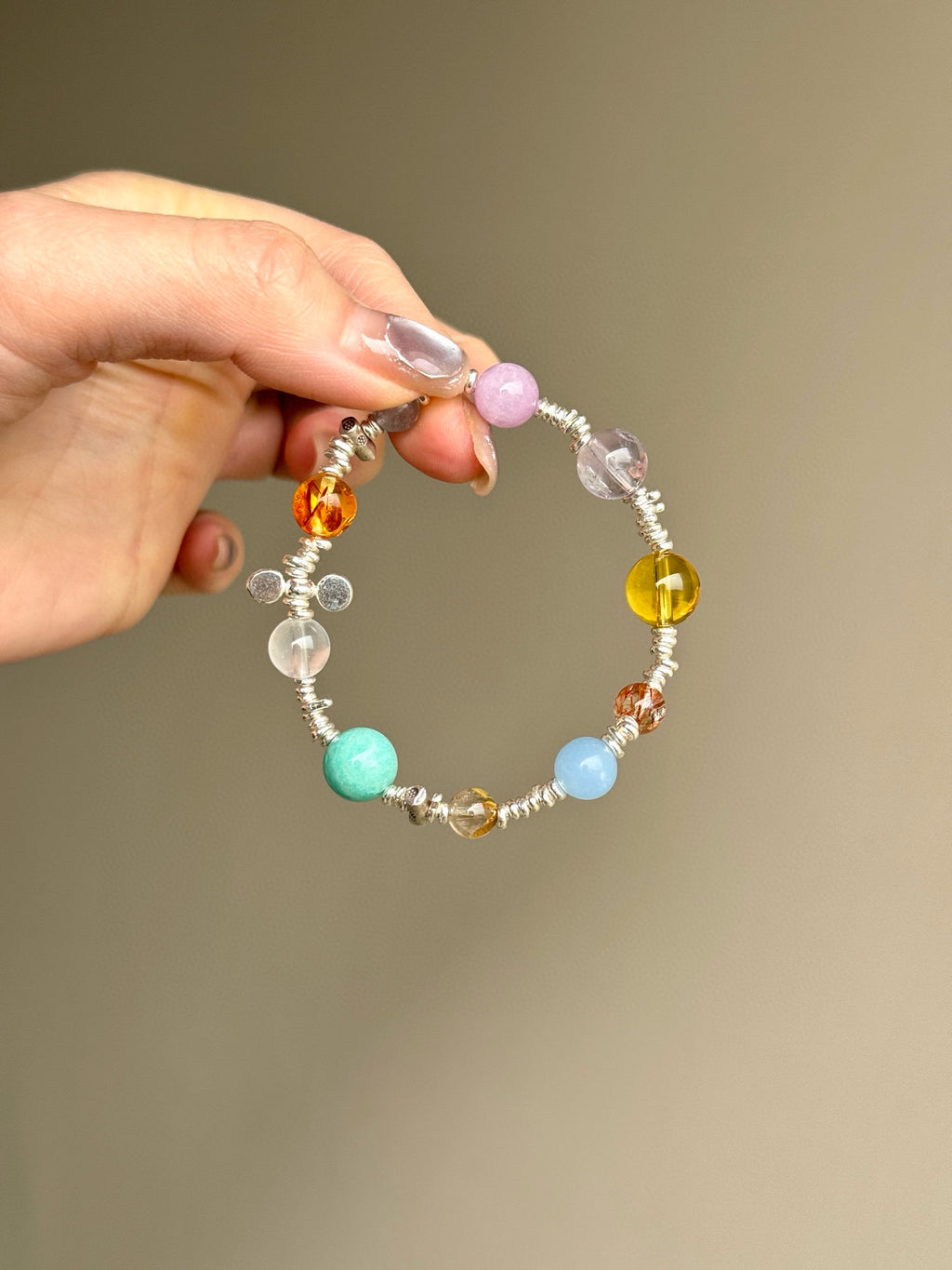 Mixed Crystal Bracelet with Sterling Silver