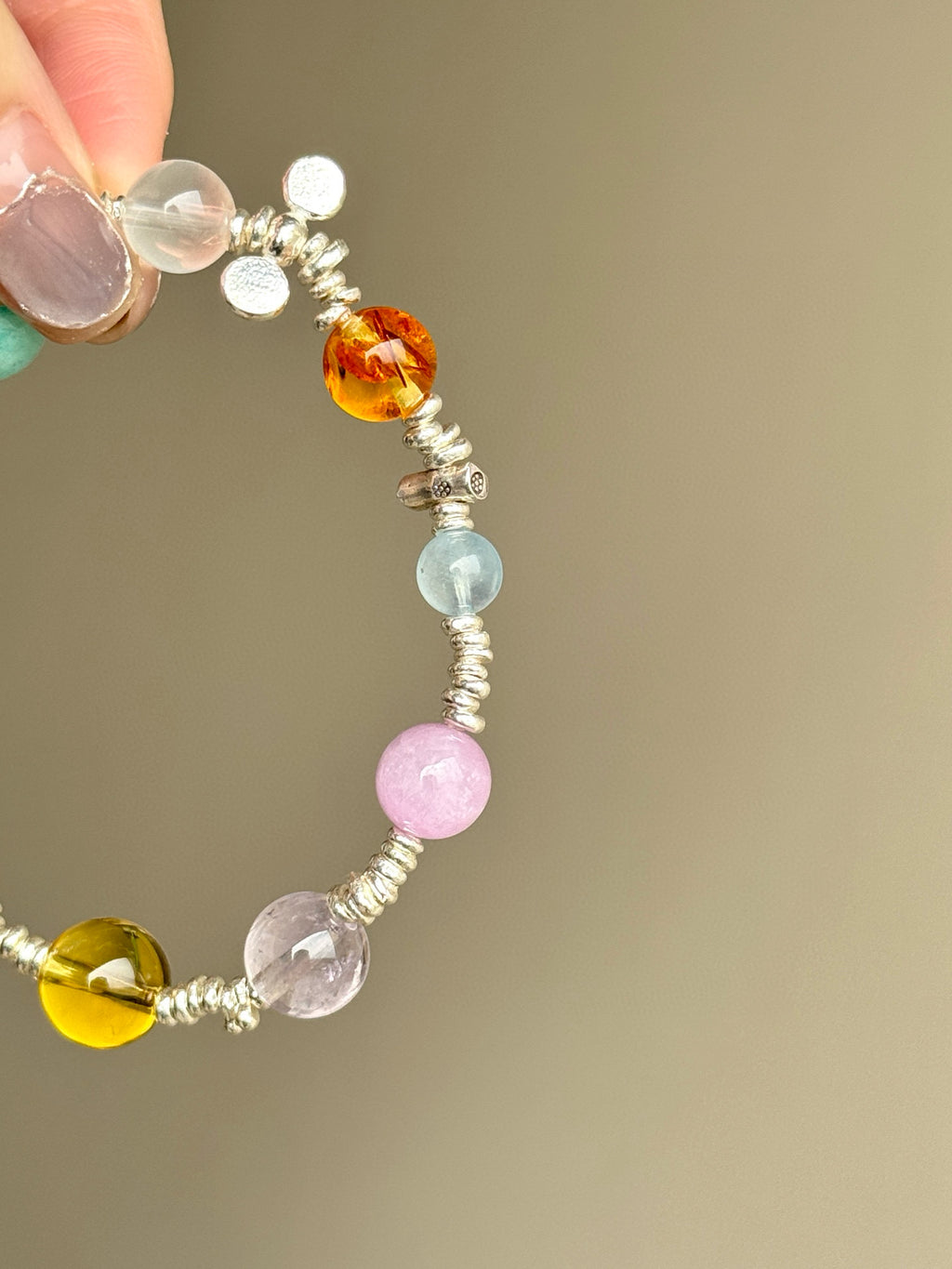 Mixed Crystal Bracelet with Sterling Silver