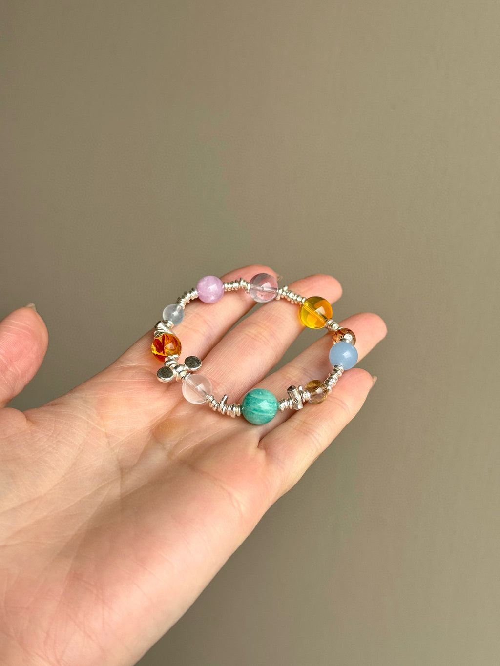 Mixed Crystal Bracelet with Sterling Silver