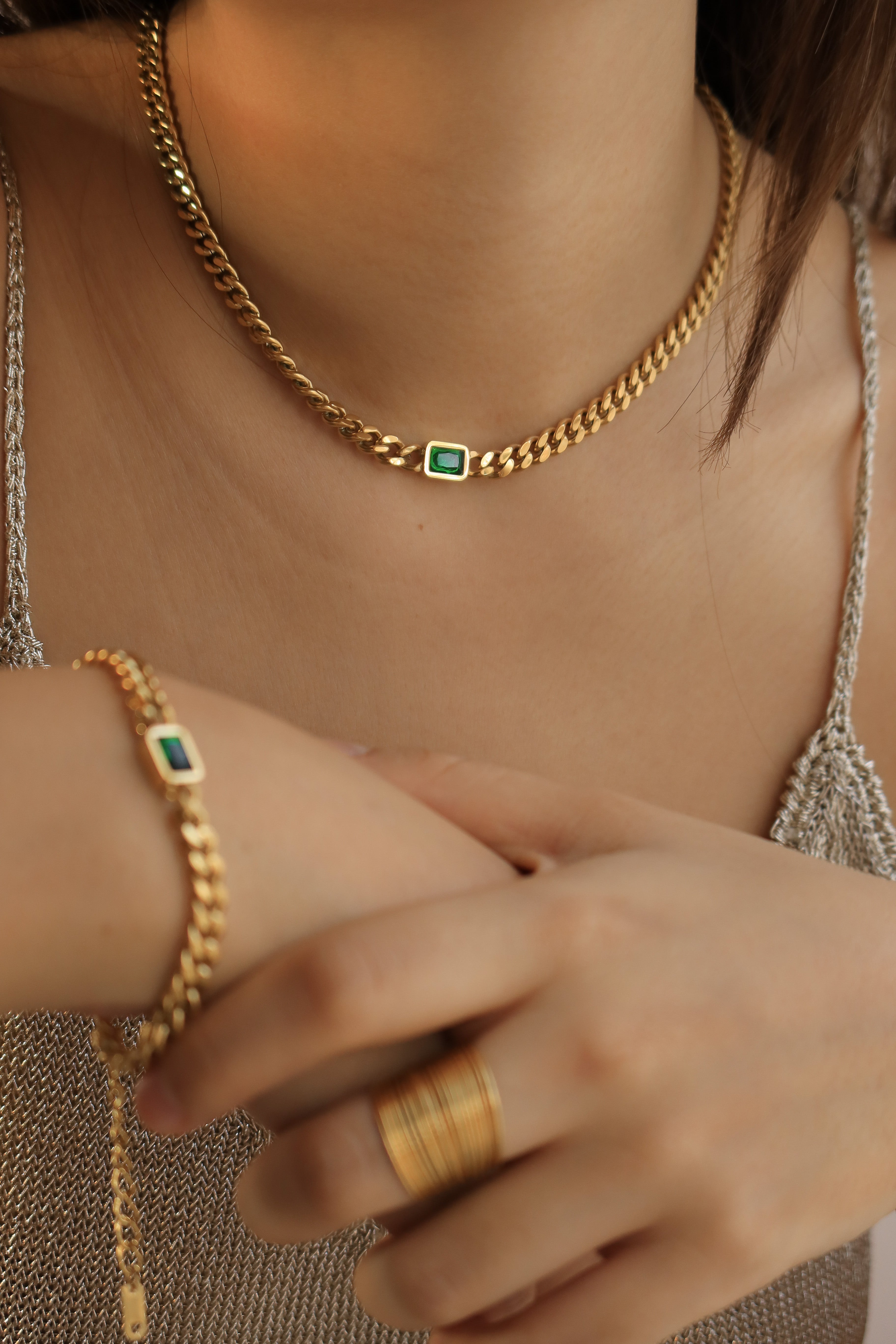 Emerald Curb Link Chain