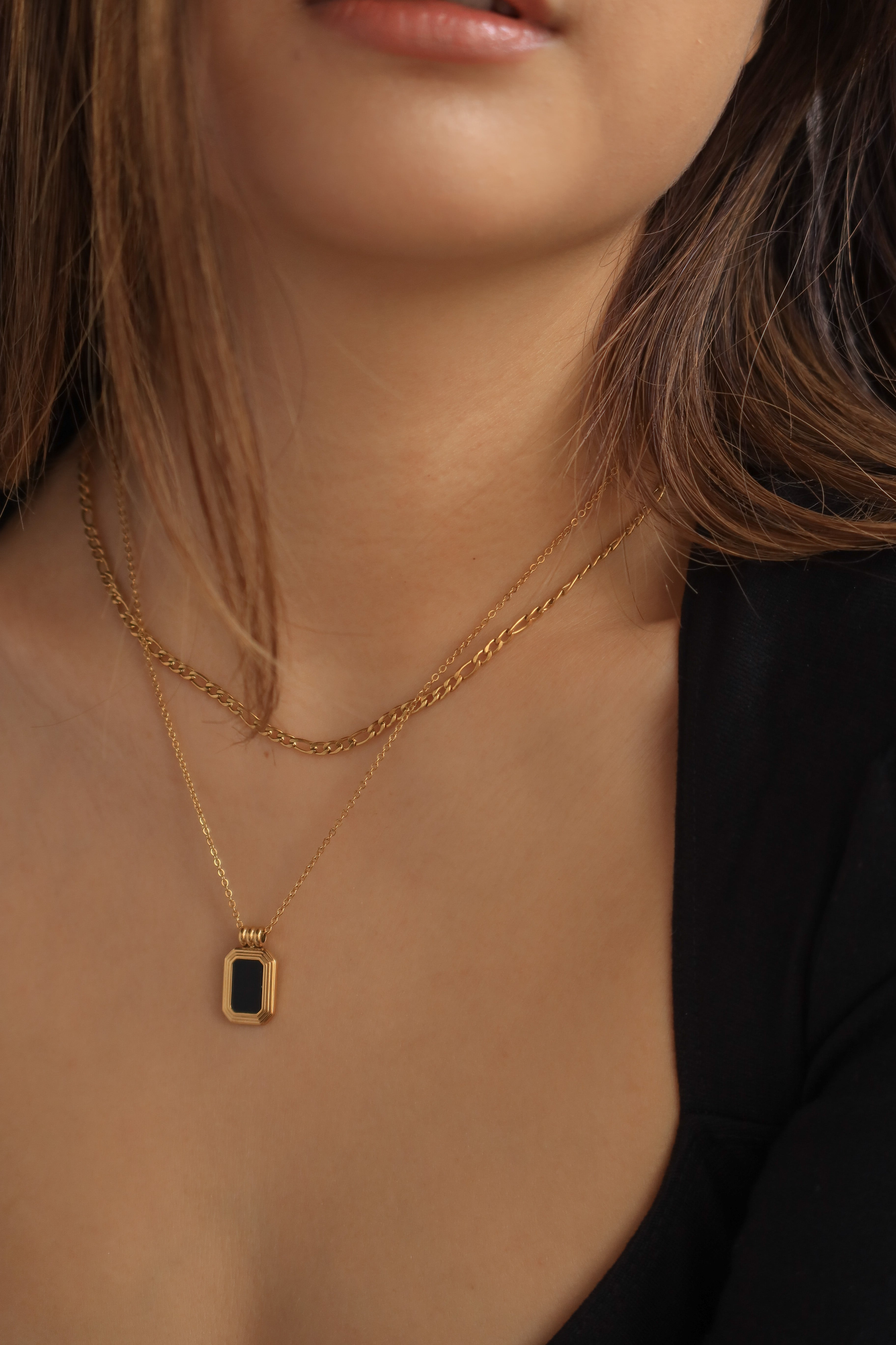 Layering Onyx Necklace Set