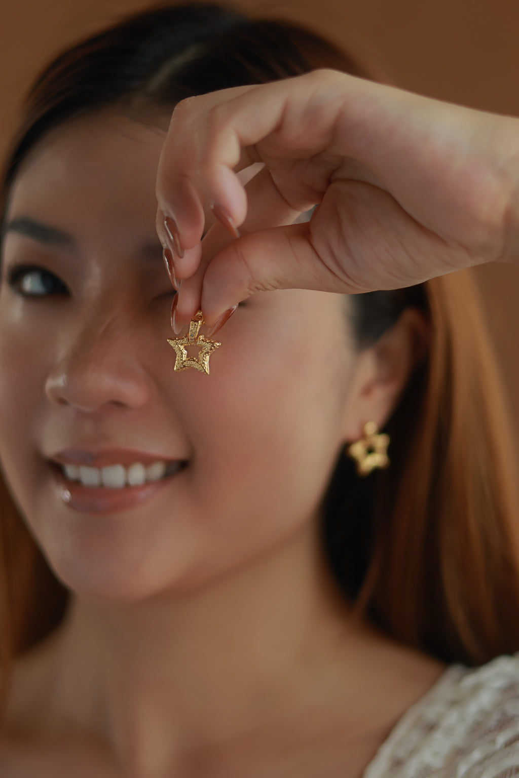 Textured Star Earrings