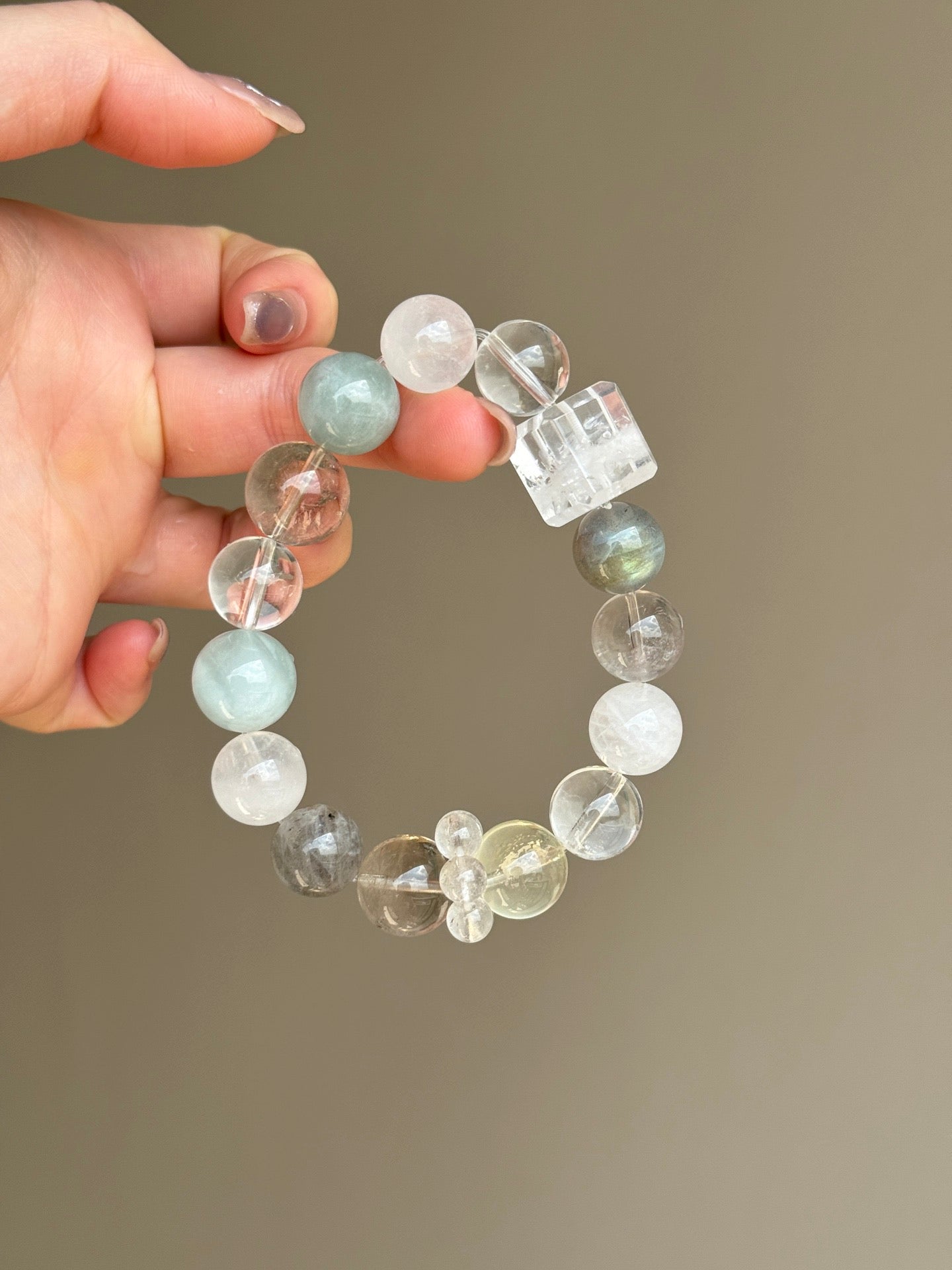 Aquamarine, Clear Quartz & Labradorite Bracelet