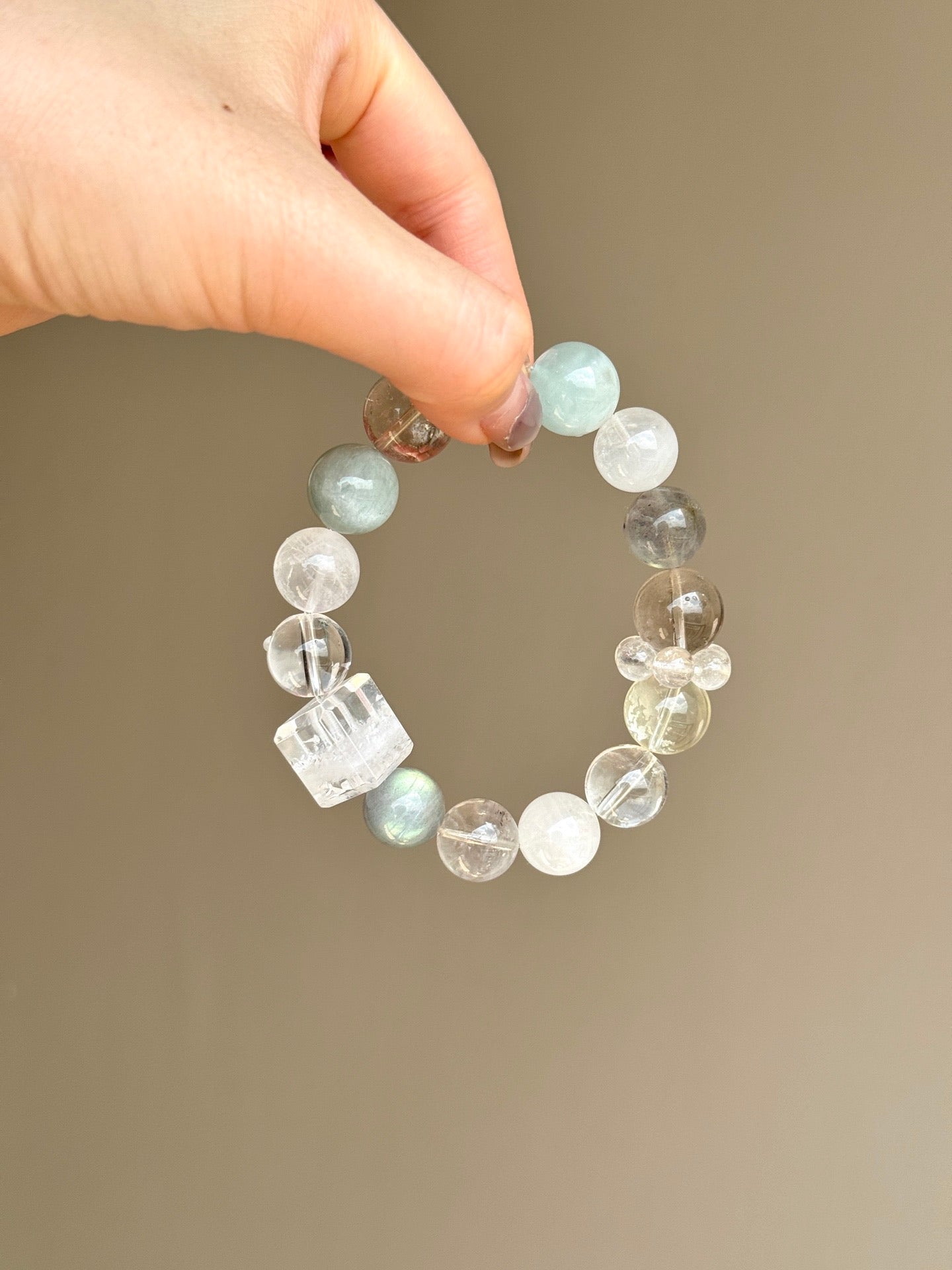 Aquamarine, Clear Quartz & Labradorite Bracelet