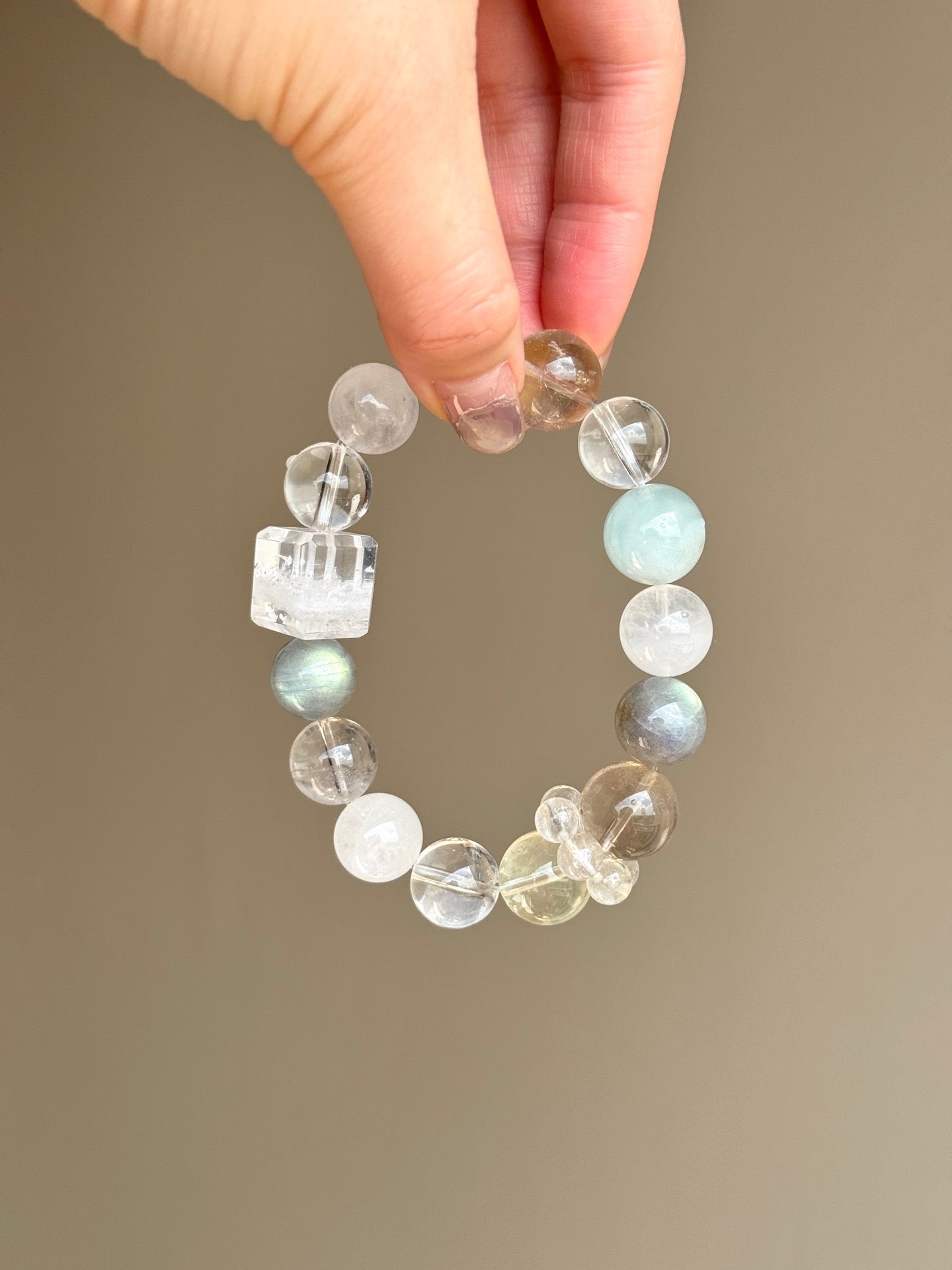 Aquamarine, Clear Quartz & Labradorite Bracelet