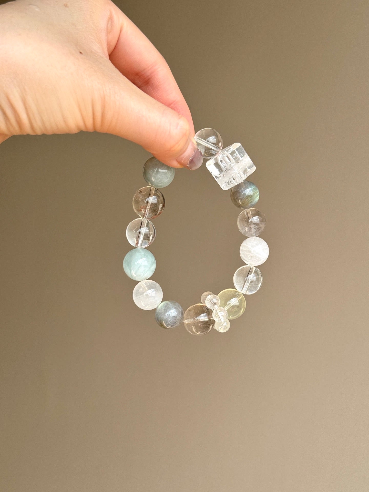 Aquamarine, Clear Quartz & Labradorite Bracelet