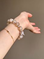 Flower Agate Bracelet with 925 Sterling Silver Mermaid Tail Charm