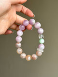 Kunzite, Flower Agate & Green Fluorite Bracelet