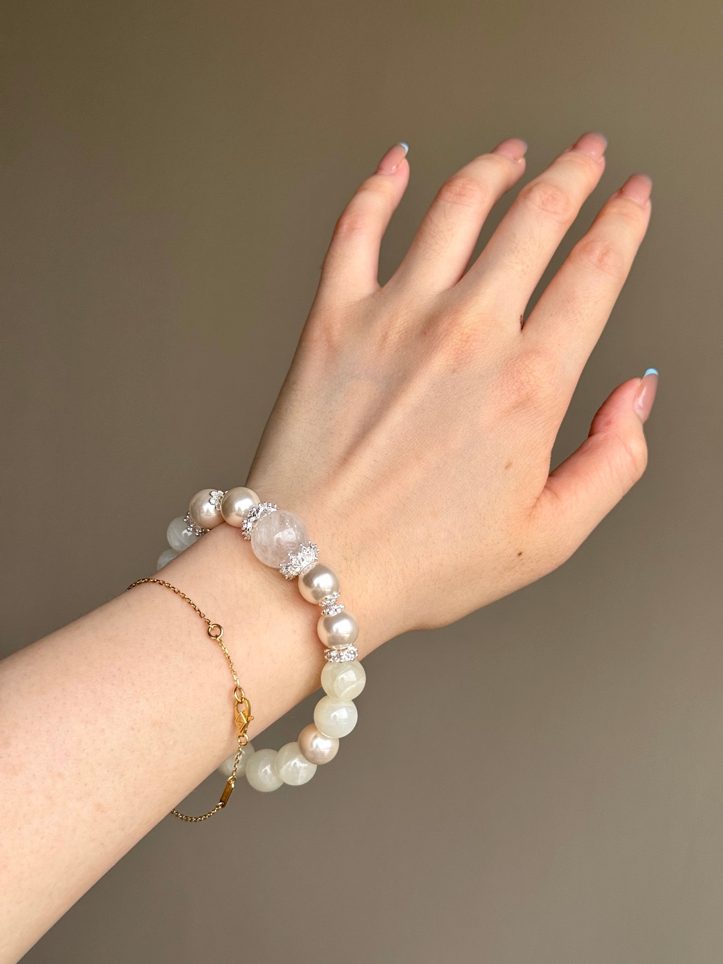 White Azeztulite & Moonstone Bracelet