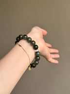 Green Rutilated Quartz & Agarwood Bead Bracelet